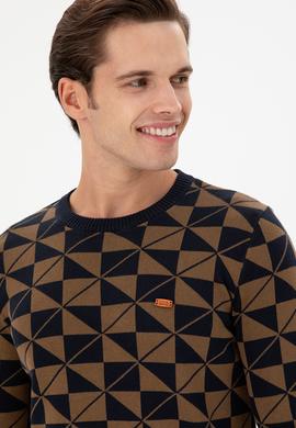 Erkek Regular Fit Bisiklet Yaka Haki Kazak - 50293024001