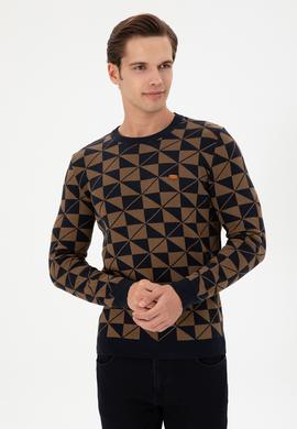 Erkek Regular Fit Bisiklet Yaka Haki Kazak - 50293024001