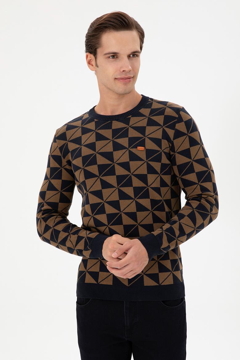 Erkek Regular Fit Bisiklet Yaka Haki Kazak - 50293024001