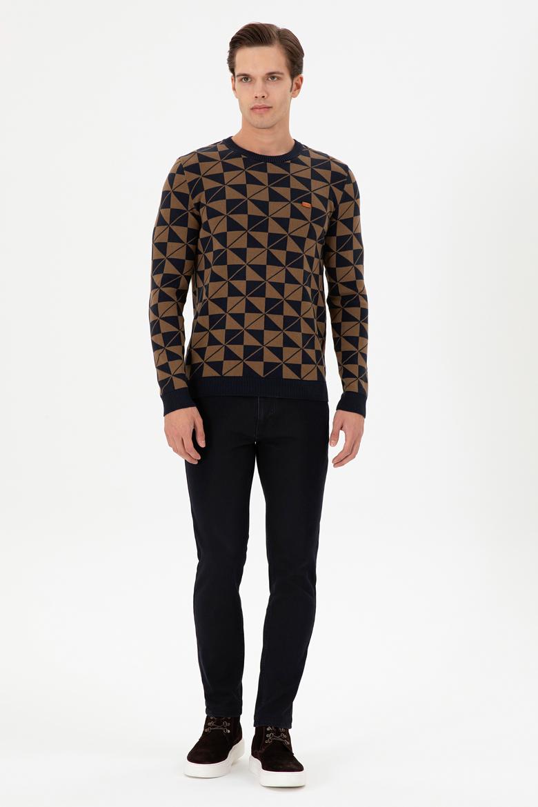 Erkek Regular Fit Bisiklet Yaka Haki Kazak - 50293024001