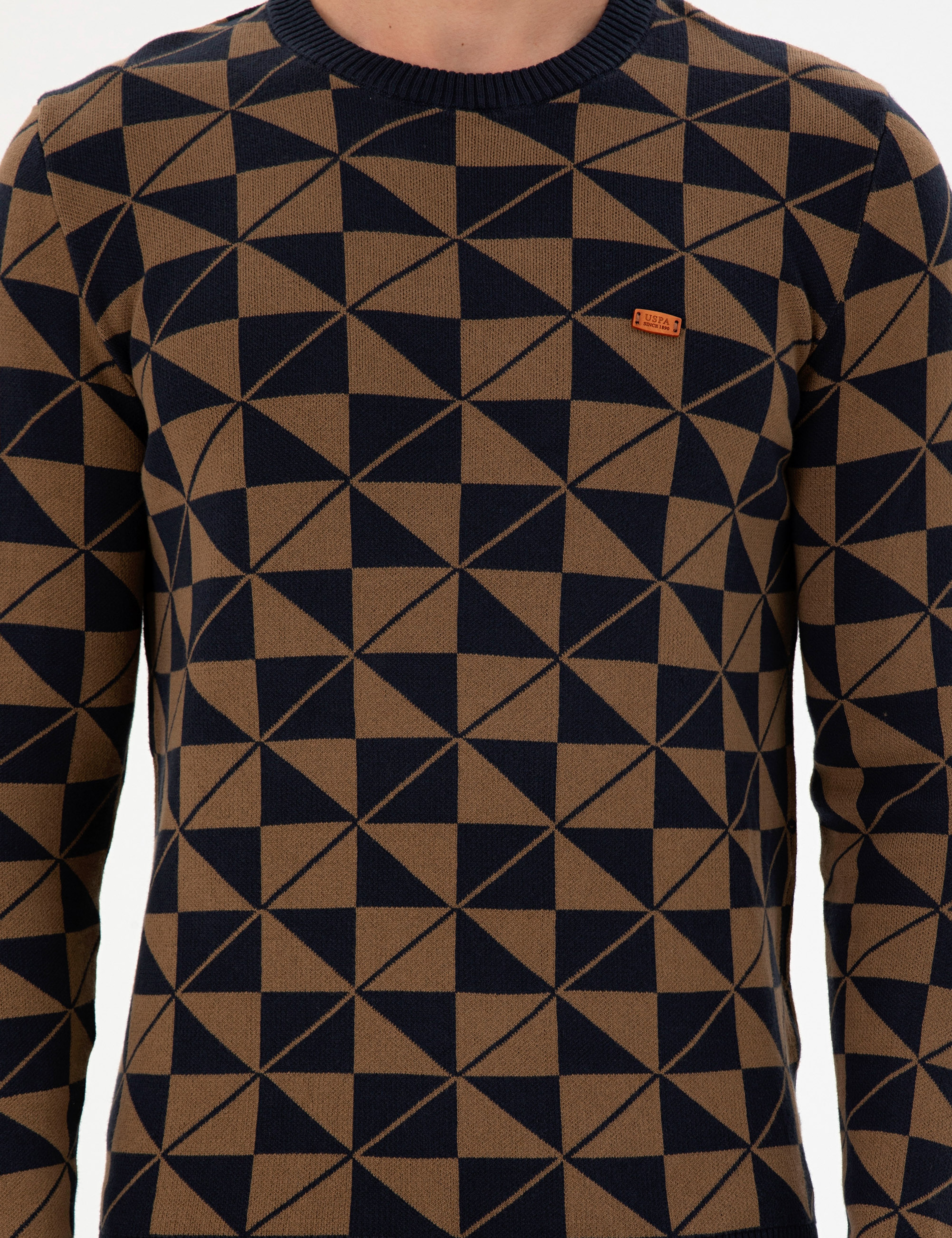 Erkek Regular Fit Bisiklet Yaka Haki Kazak - Image 6