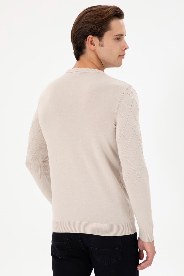 Erkek Slim Fit Bisiklet Yaka Taş Kazak - 50292863028