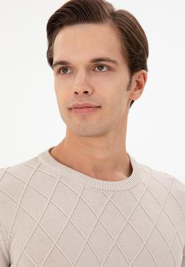 Erkek Slim Fit Bisiklet Yaka Taş Kazak - 50292863028