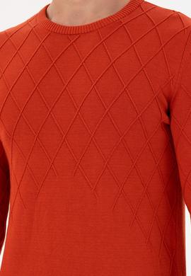 Erkek Slim Fit Bisiklet Yaka Kiremit Kazak - 50292863011