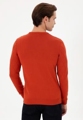 Erkek Slim Fit Bisiklet Yaka Kiremit Kazak - 50292863011