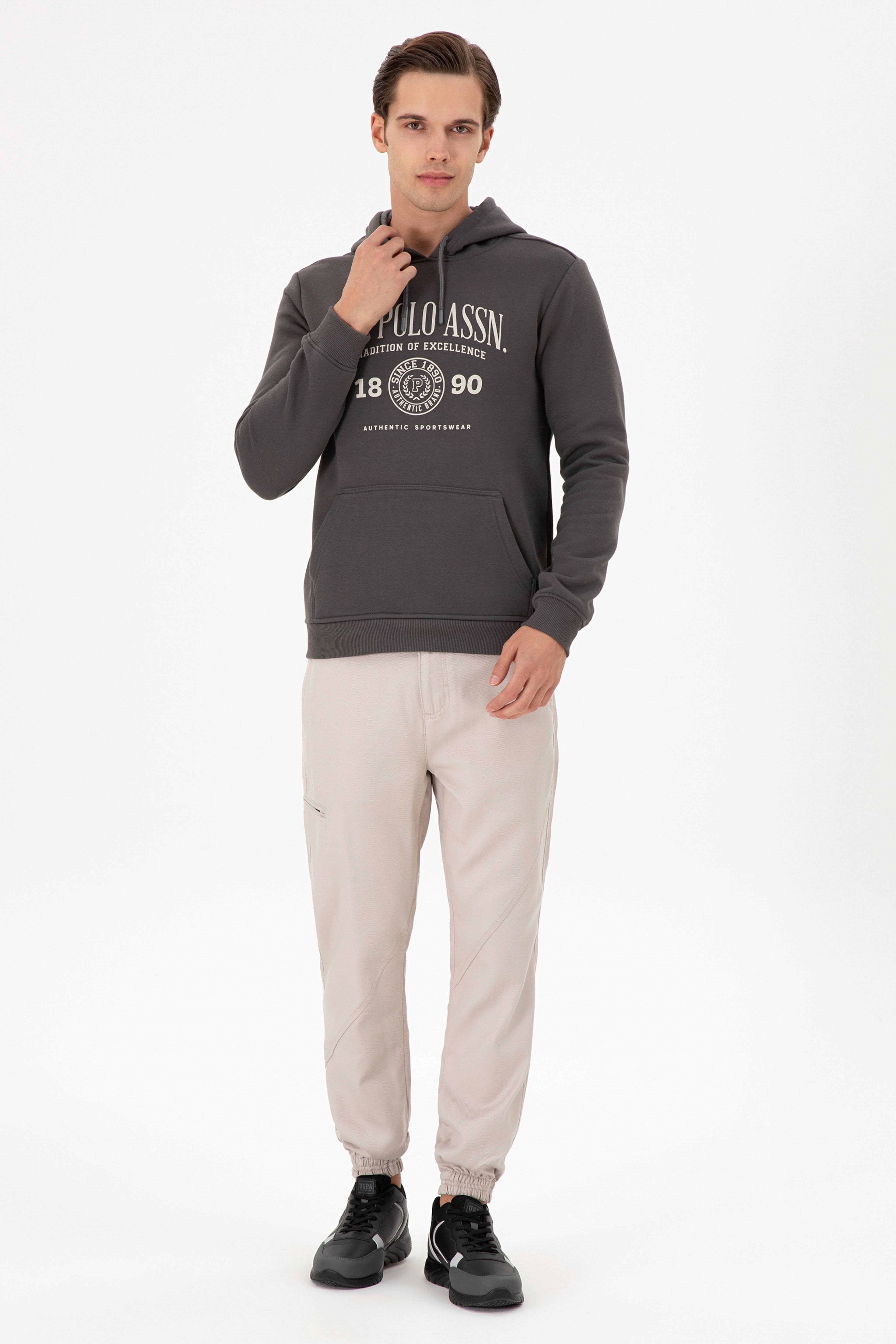 Erkek Jogger Fit Taş Kanvas Pantolon