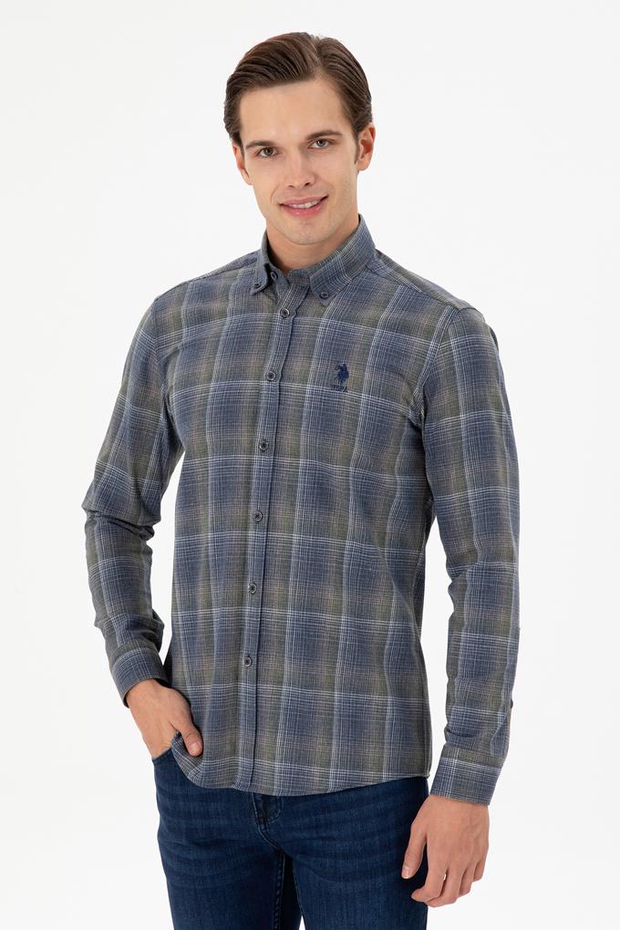 Erkek Koyu Yeşil Uzun Kollu Gömlek