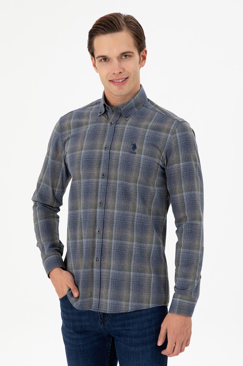 Erkek Koyu Yeşil Uzun Kollu Gömlek