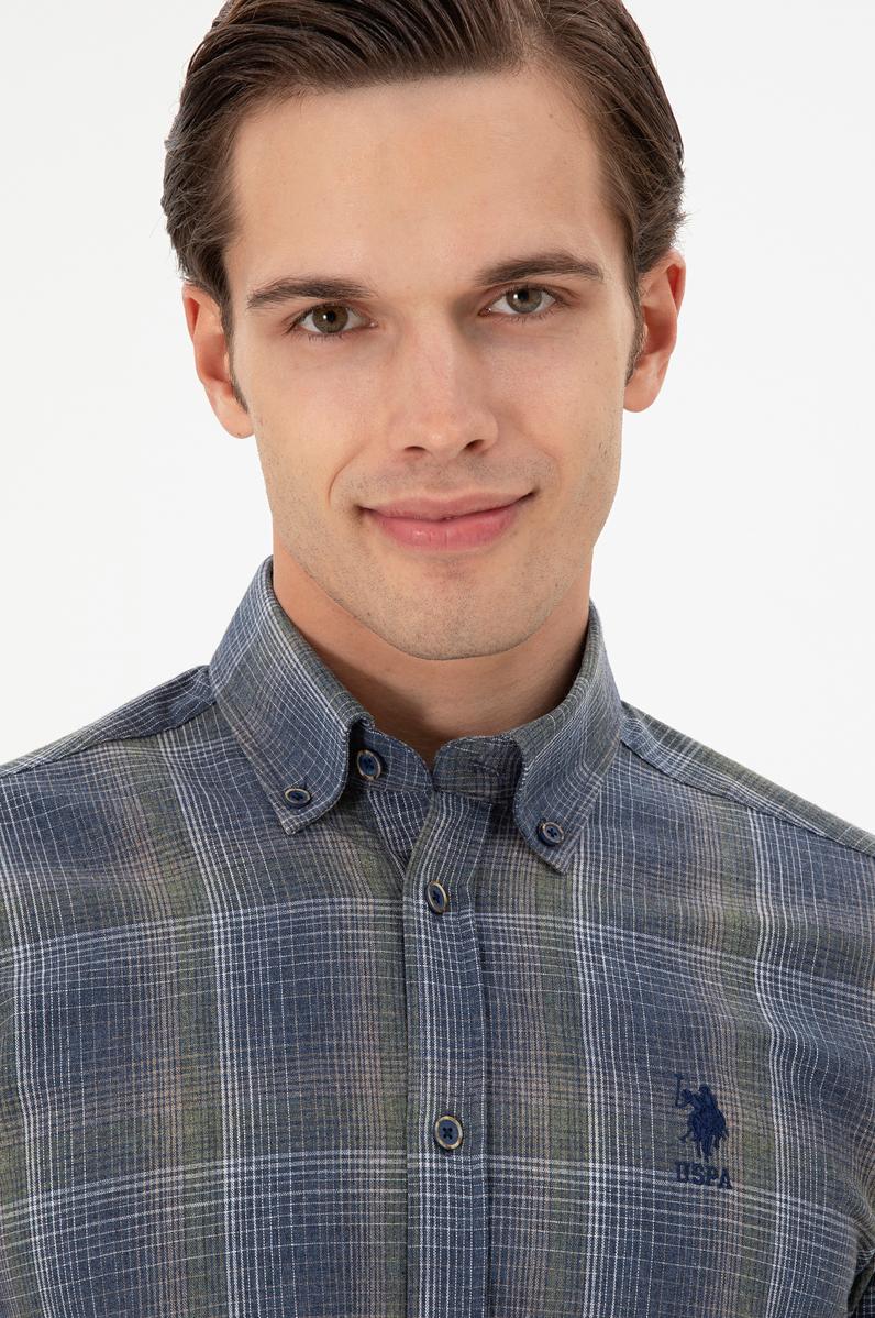 Erkek Koyu Yeşil Uzun Kollu Gömlek