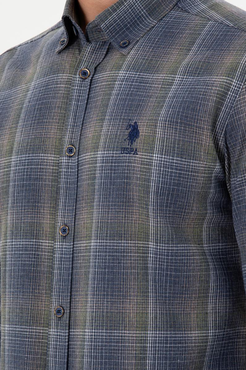 Erkek Koyu Yeşil Uzun Kollu Gömlek