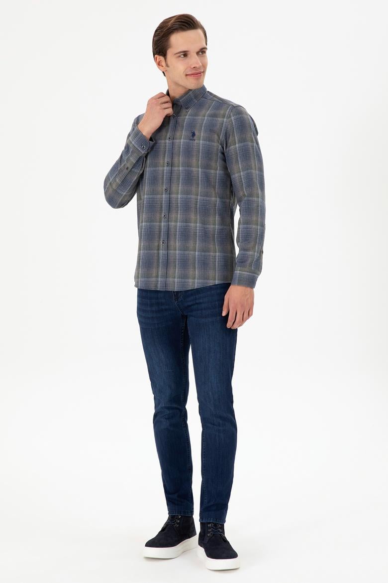 Erkek Koyu Yeşil Uzun Kollu Gömlek - 50293480003