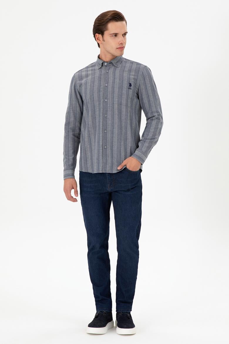 Erkek Saks Uzun Kollu Gömlek - 50293467016