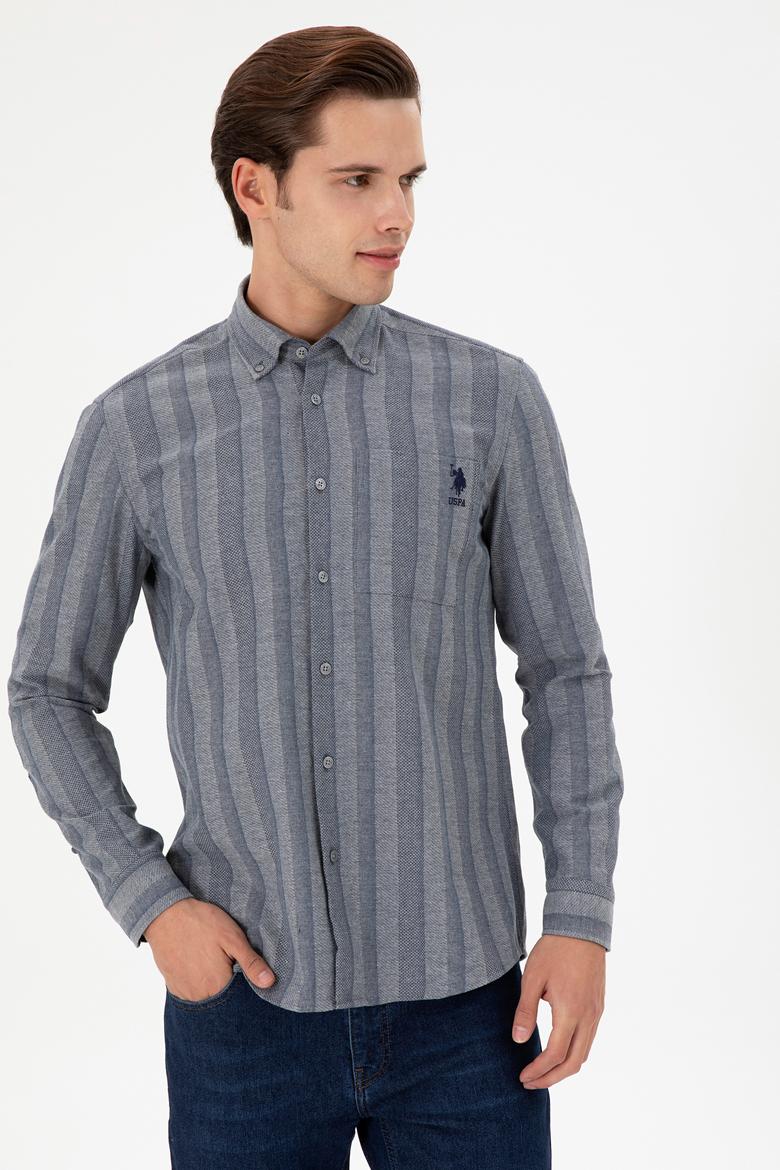 Erkek Saks Uzun Kollu Gömlek - 50293467016