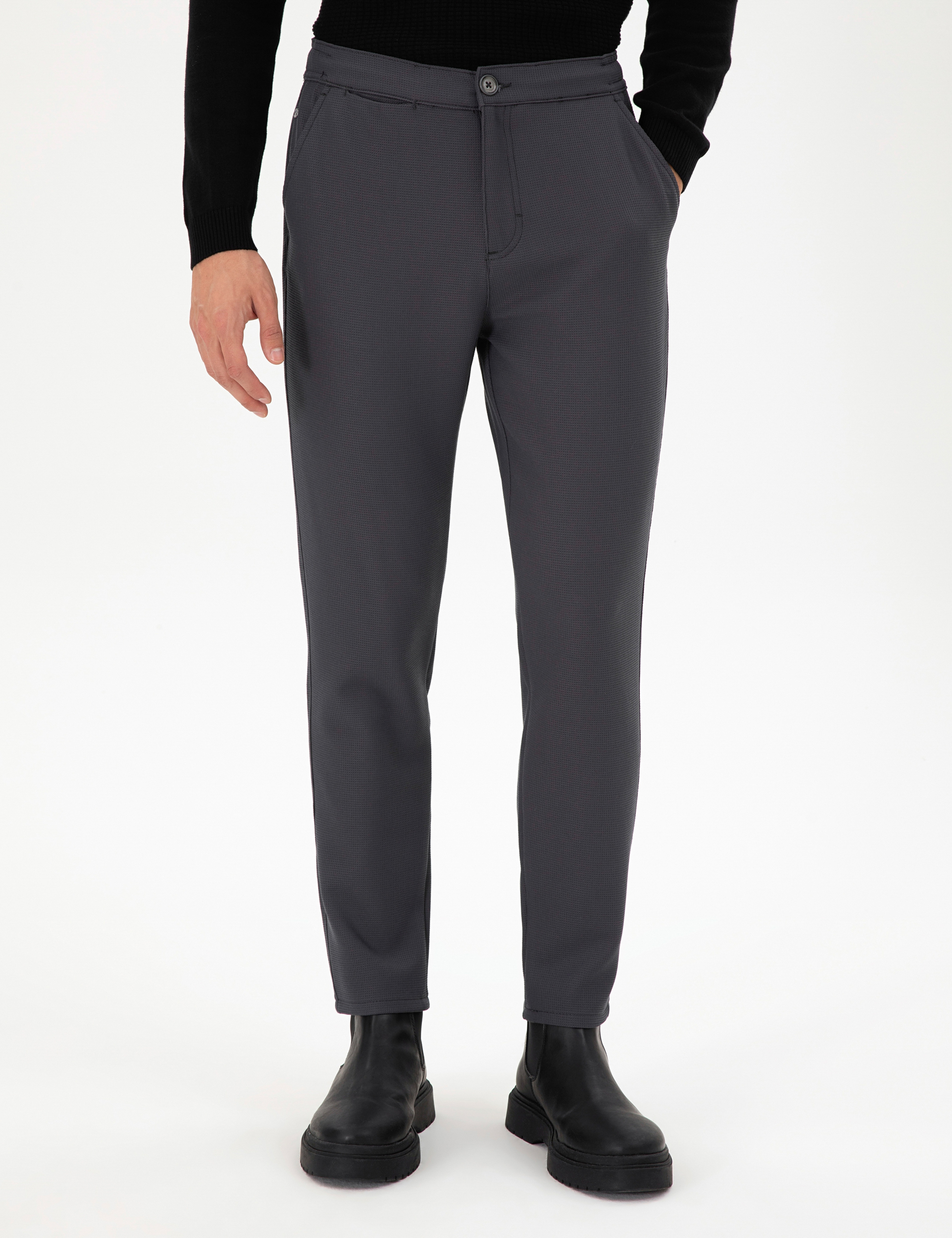 Erkek Carrot Fit Antrasit Kanvas Pantolon - Image 2