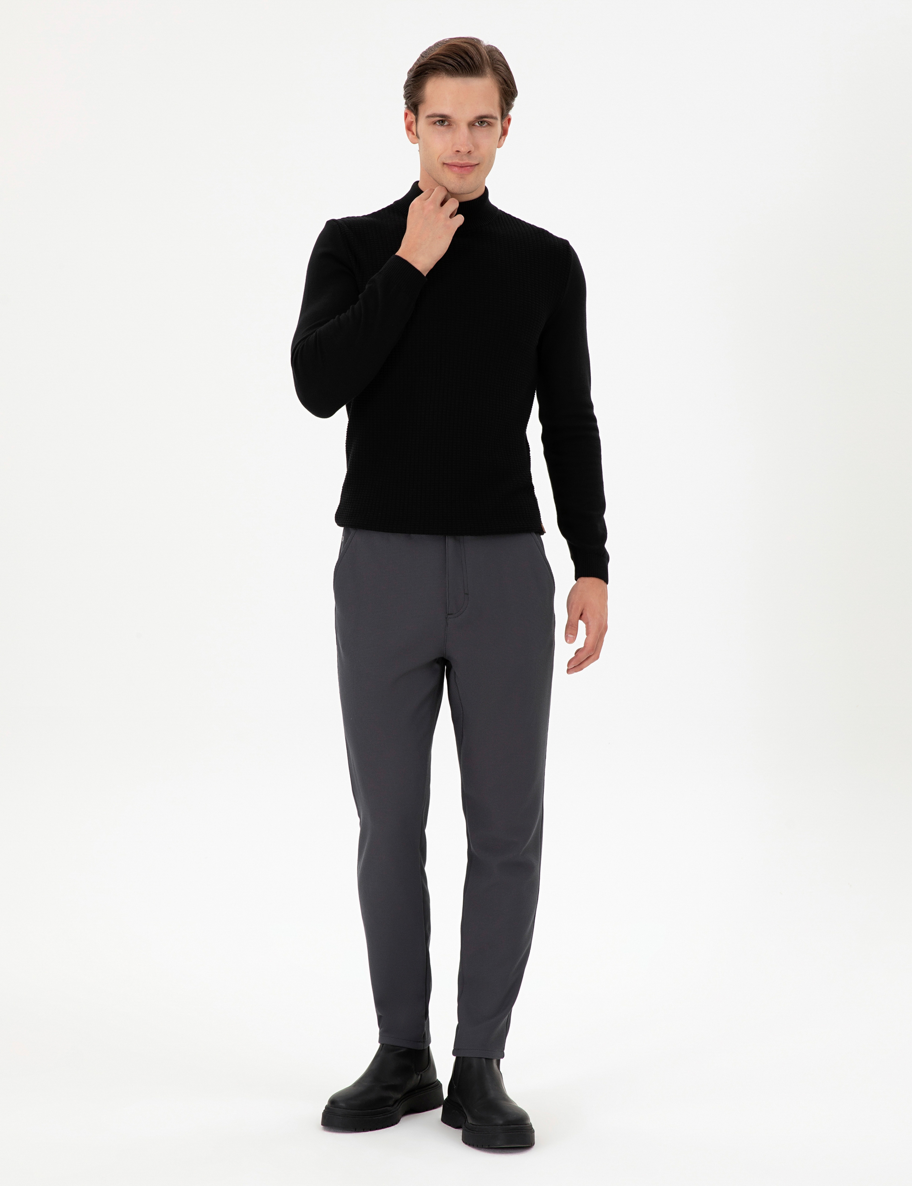Erkek Carrot Fit Antrasit Kanvas Pantolon - Image 3