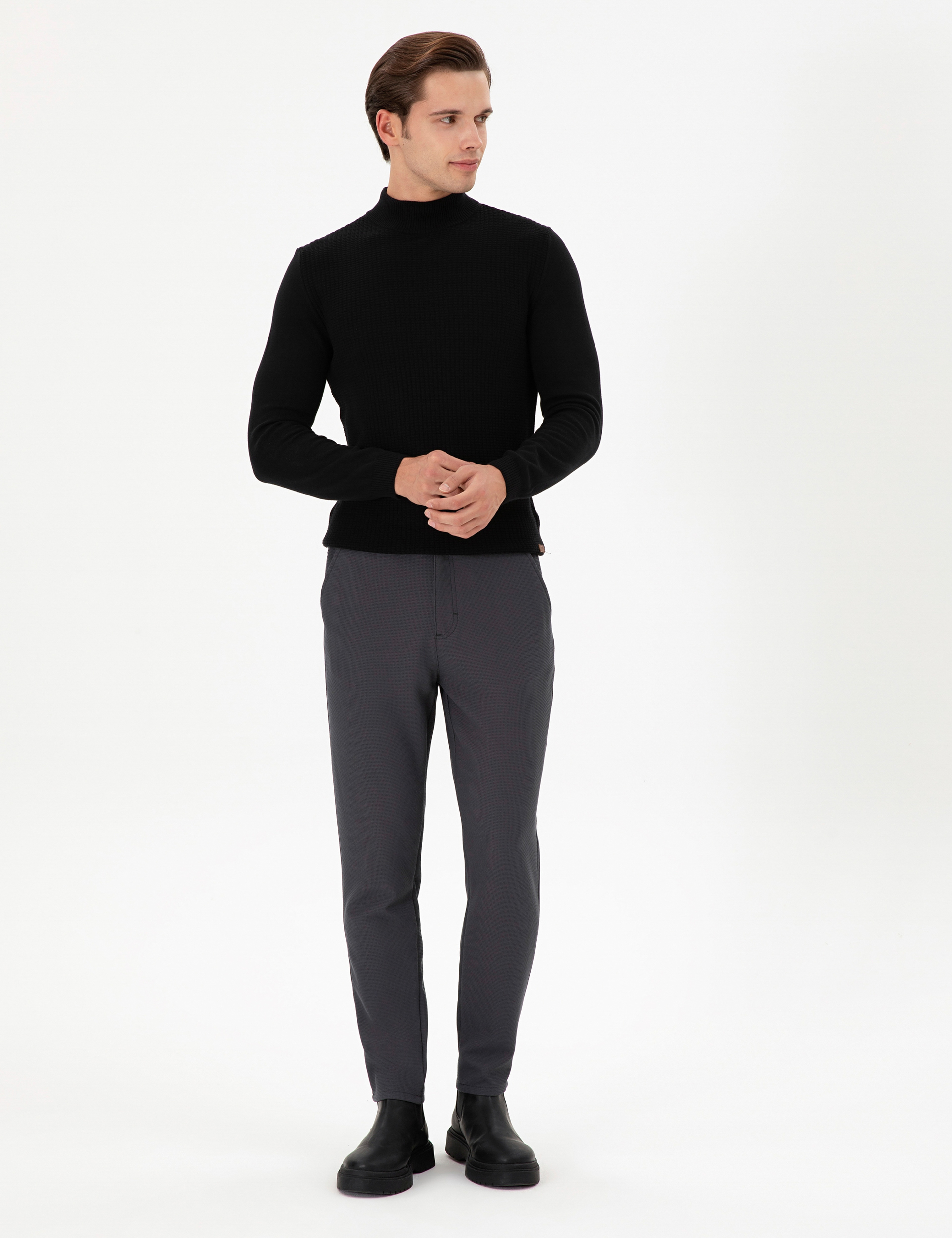 Erkek Carrot Fit Antrasit Kanvas Pantolon - Image 1