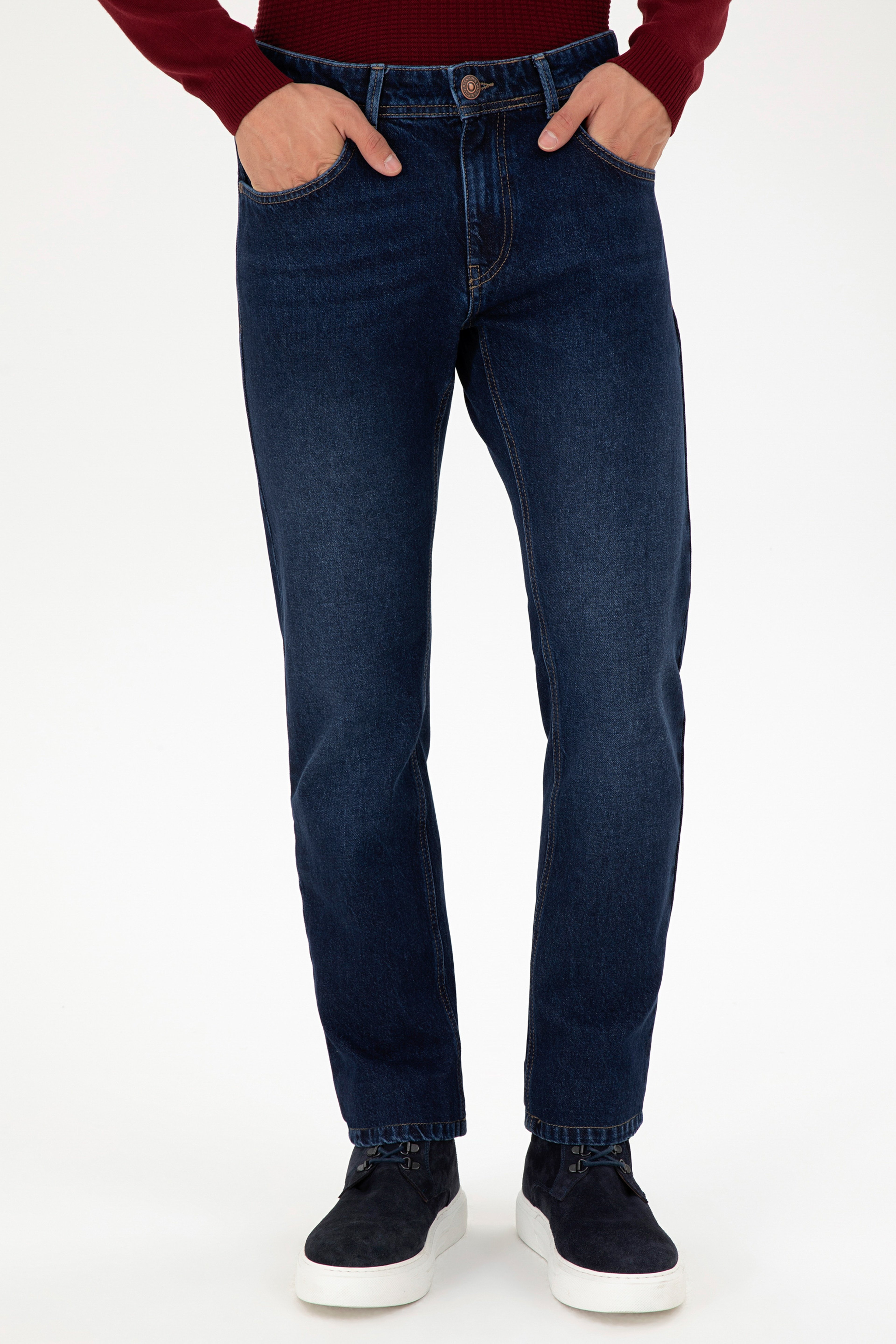 Erkek Koyu Mavi Straight Fit Jean Pantolon