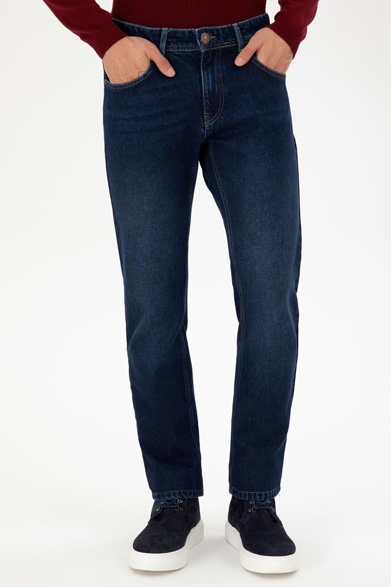 Erkek Koyu Mavi Straight Fit Jean Pantolon - 50295319020