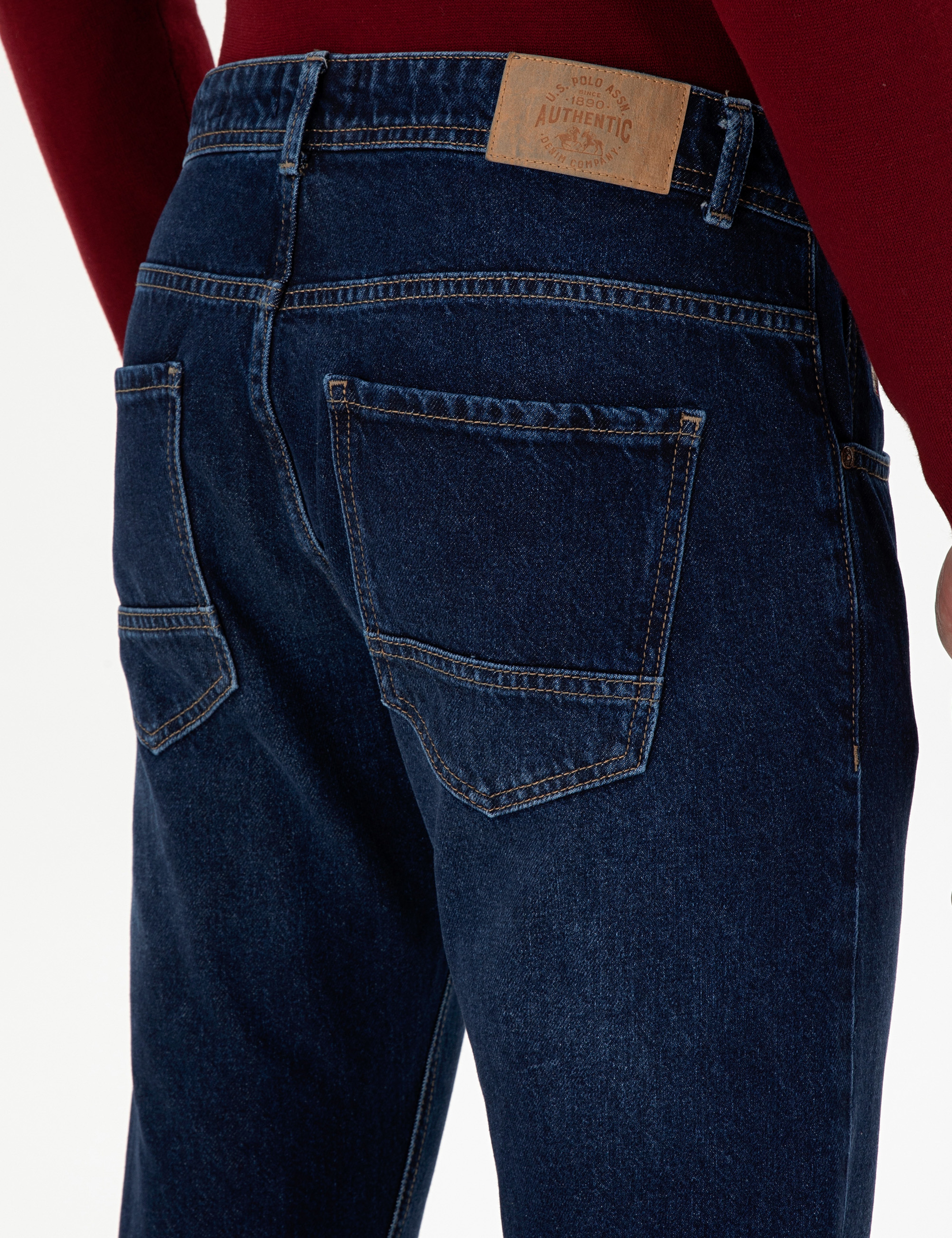 Erkek Koyu Mavi Straight Fit Jean Pantolon - Image 6