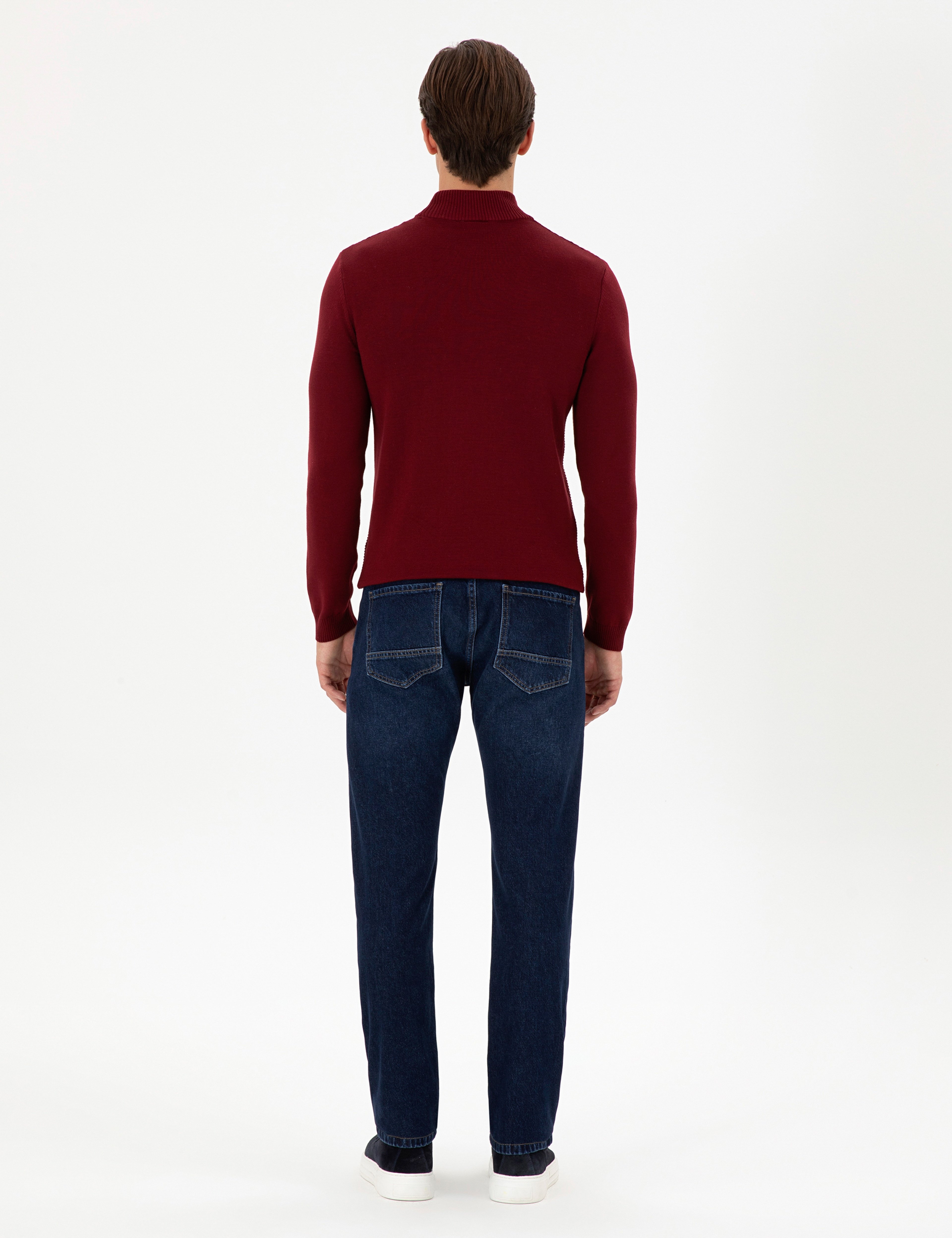 Erkek Koyu Mavi Straight Fit Jean Pantolon - Image 4