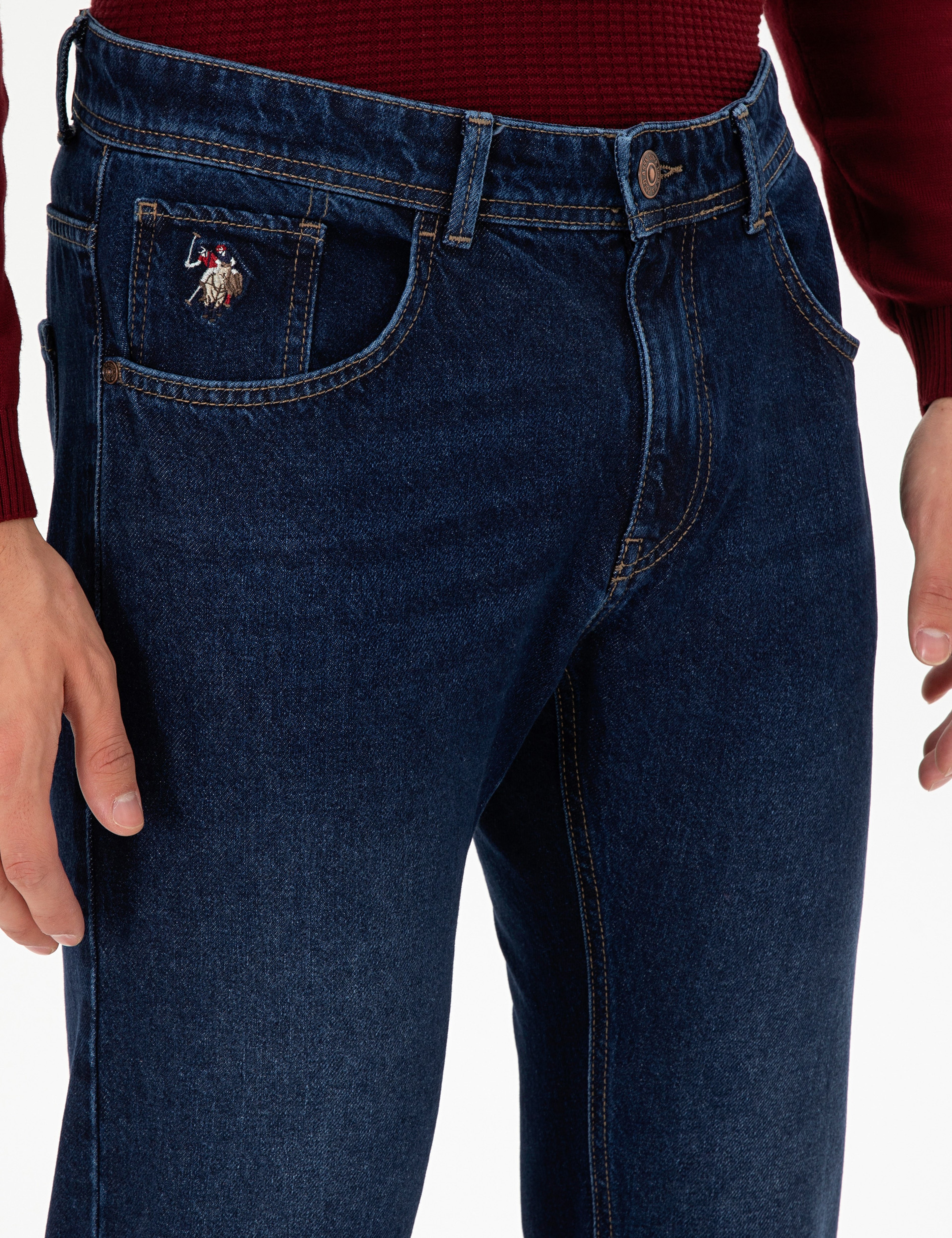Erkek Koyu Mavi Straight Fit Jean Pantolon - Image 5