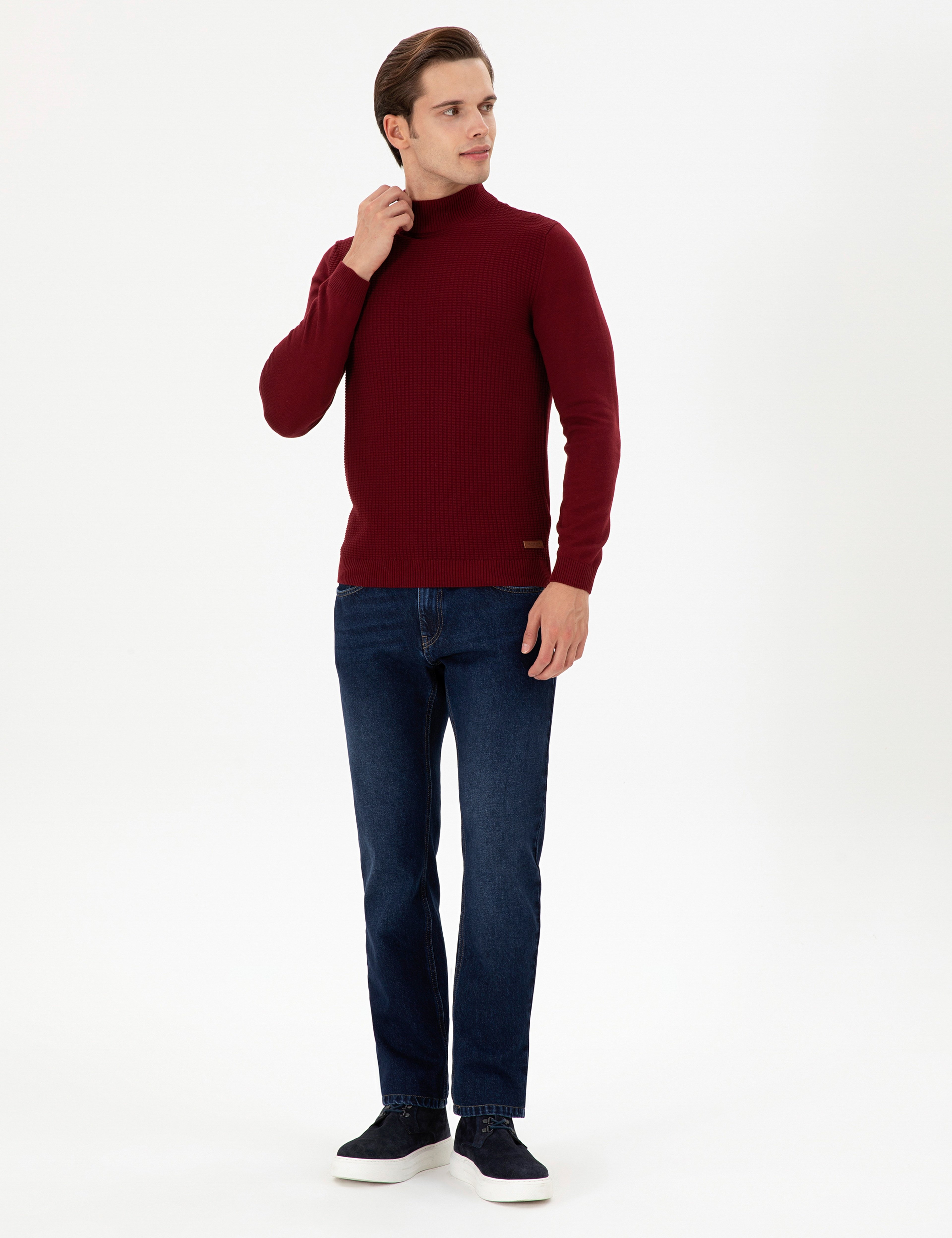 Erkek Koyu Mavi Straight Fit Jean Pantolon - Image 3