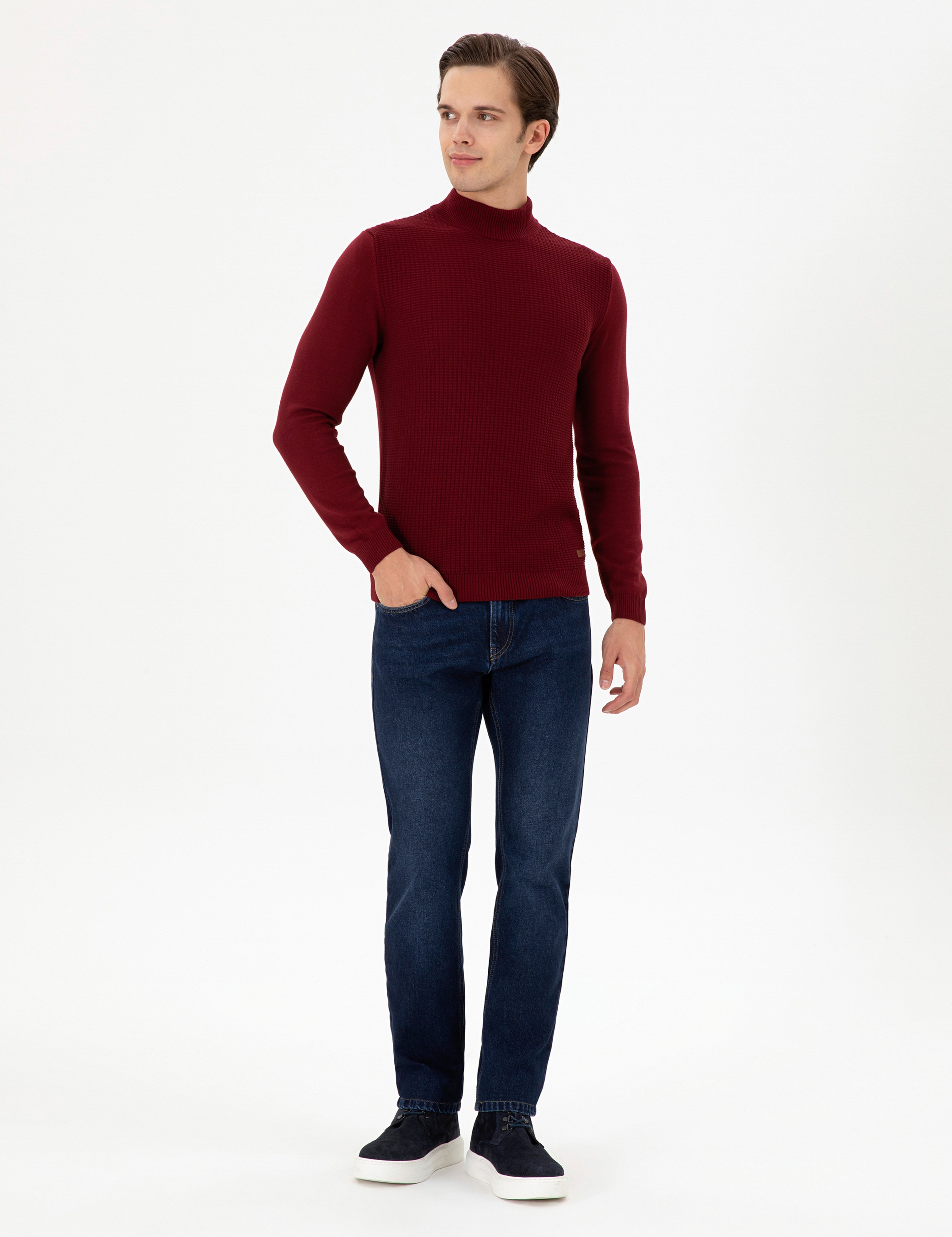 Erkek Koyu Mavi Straight Fit Jean Pantolon - Image 1
