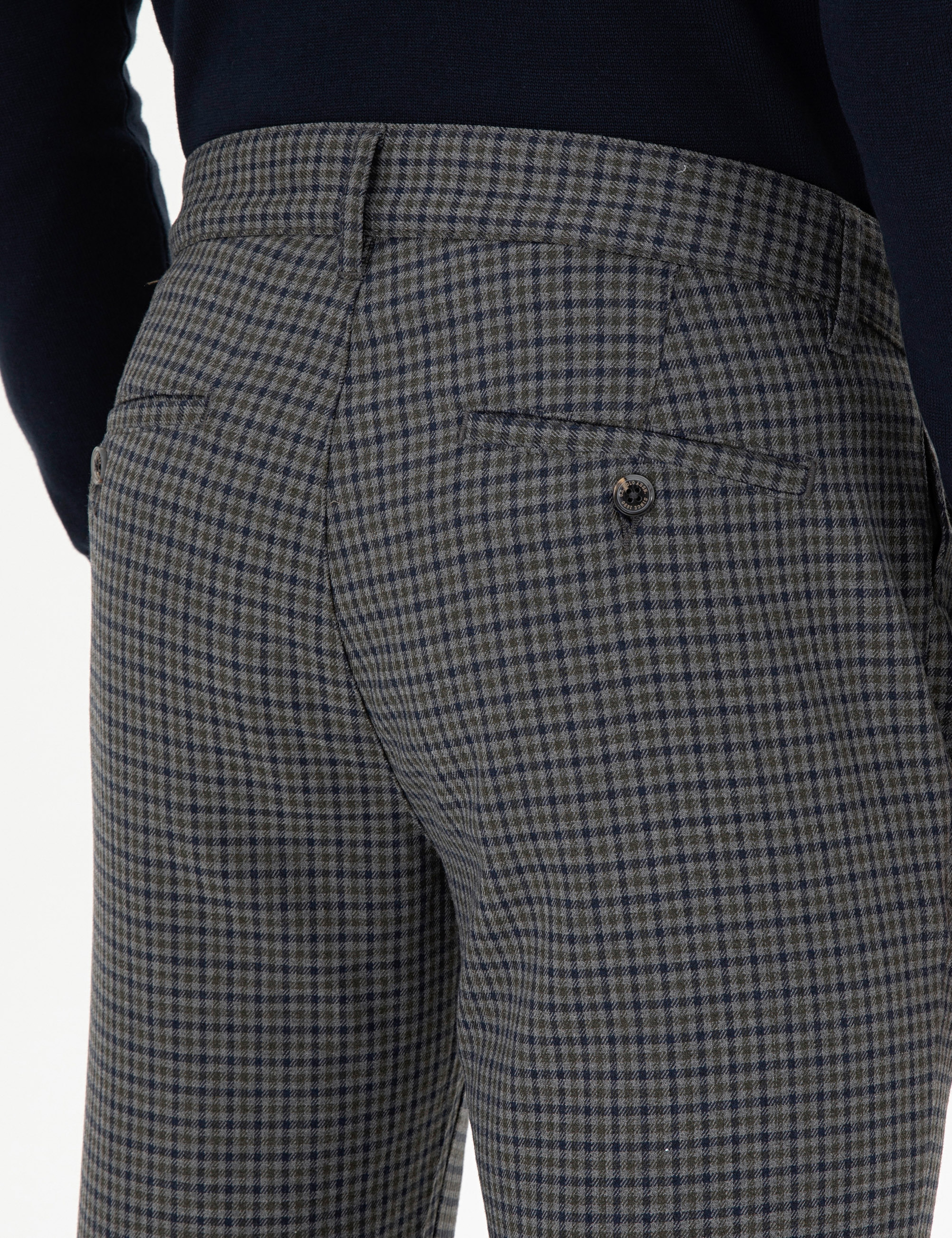 Erkek Slim Fit Yeşil Kanvas Pantolon - Image 6