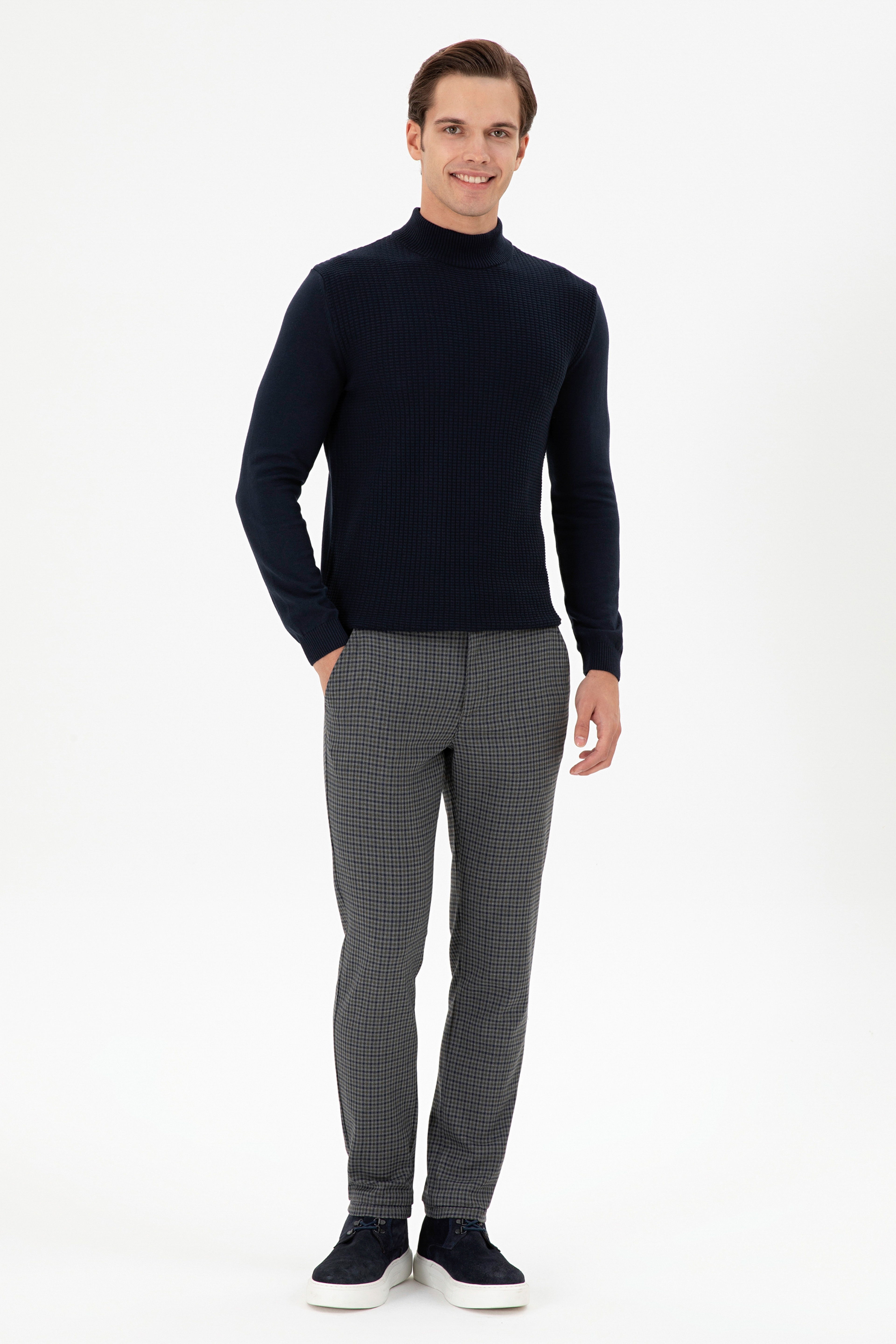 Erkek Slim Fit Yeşil Kanvas Pantolon