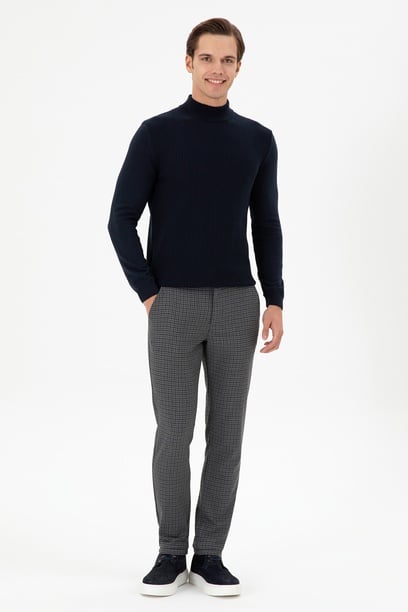 Erkek Slim Fit Yeşil Kanvas Pantolon