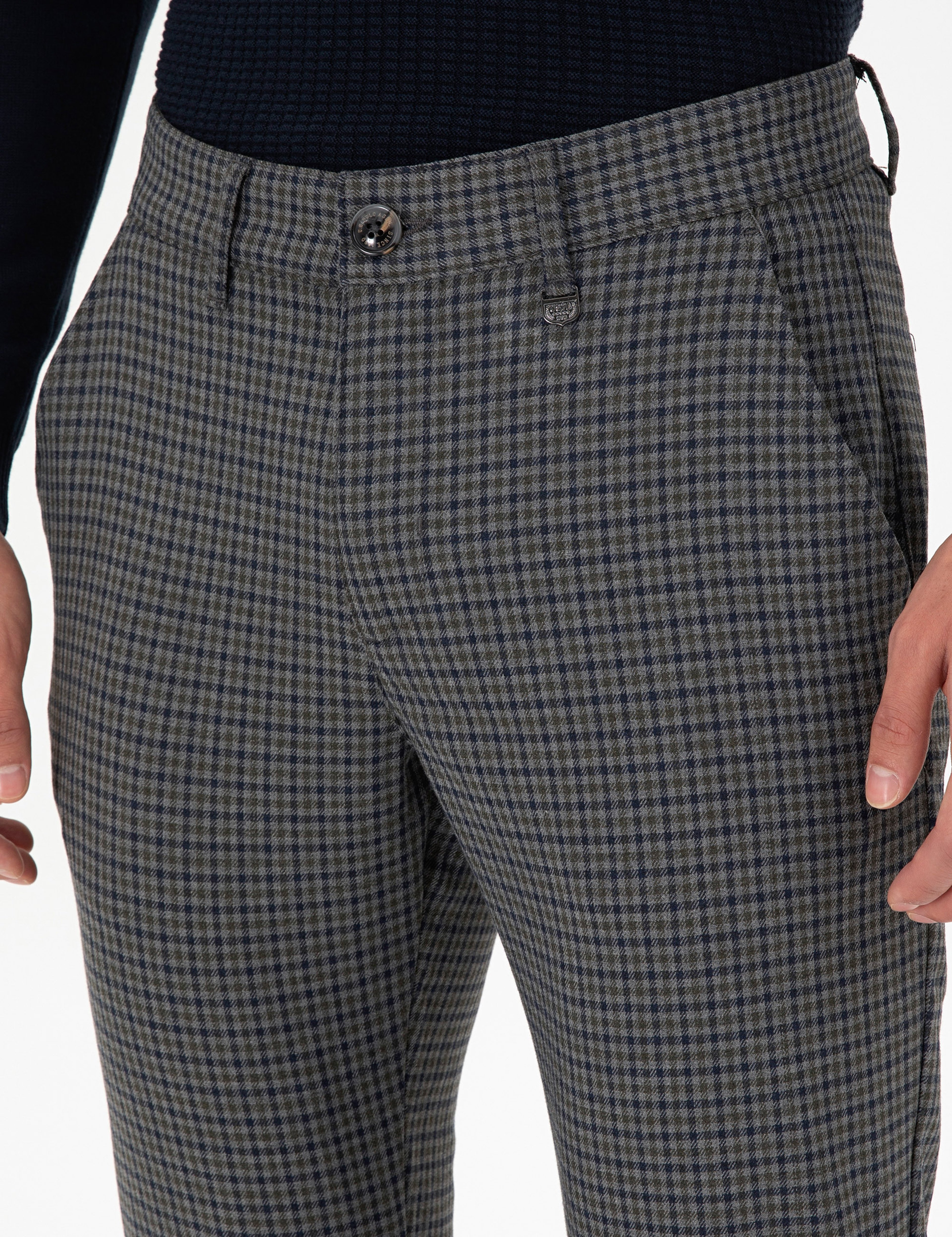 Erkek Slim Fit Yeşil Kanvas Pantolon - Image 5
