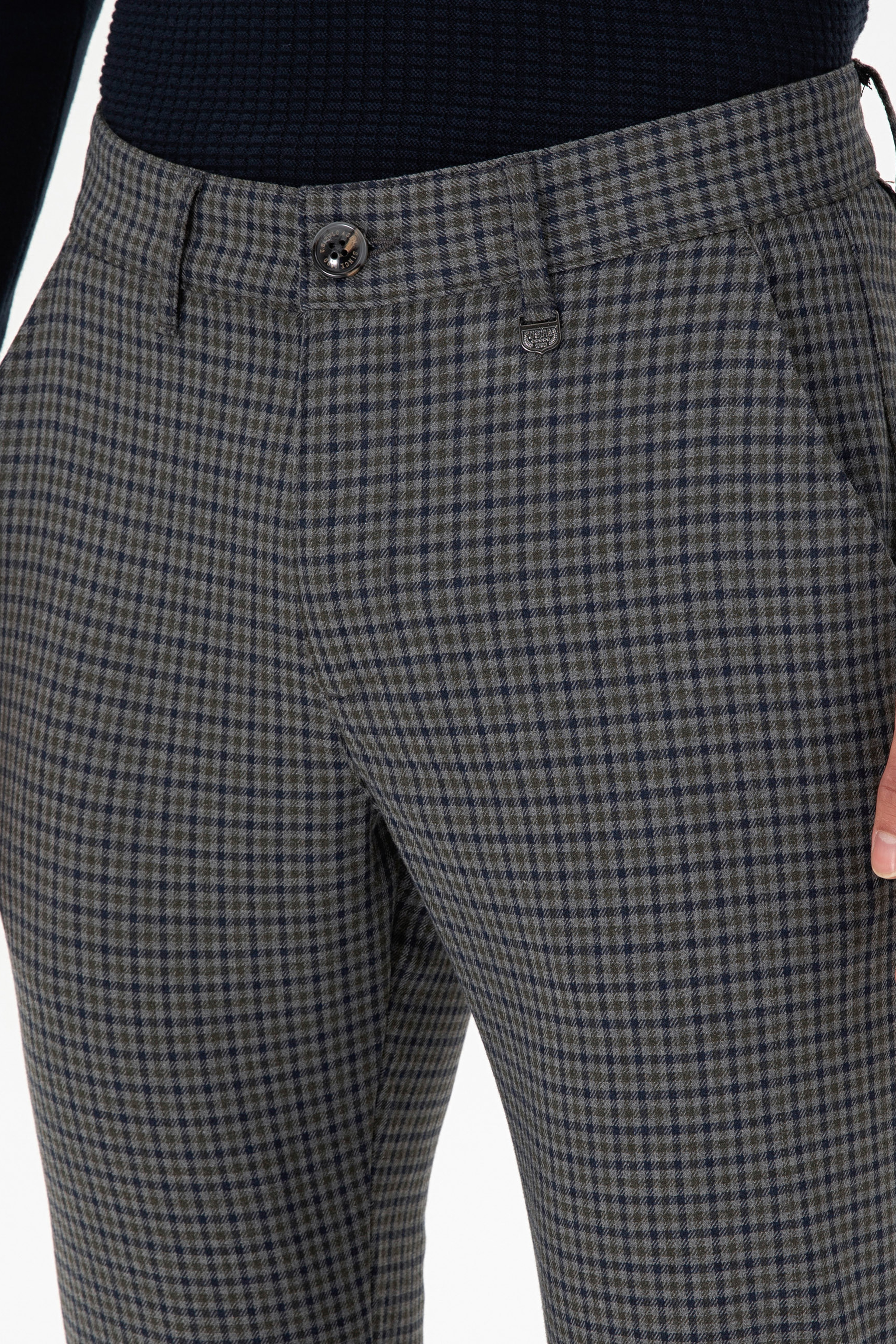 Erkek Slim Fit Yeşil Kanvas Pantolon