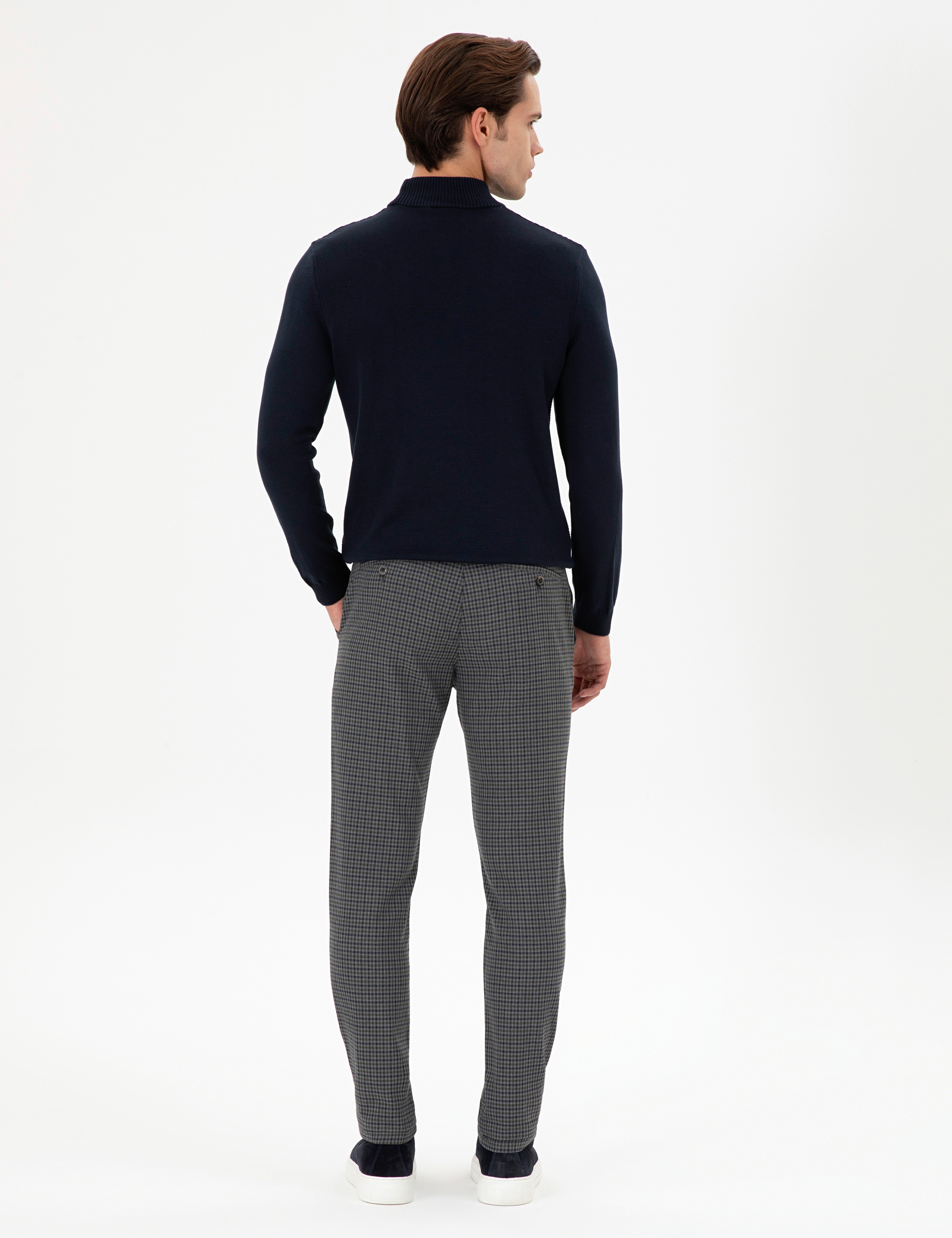 Erkek Slim Fit Yeşil Kanvas Pantolon - Image 4