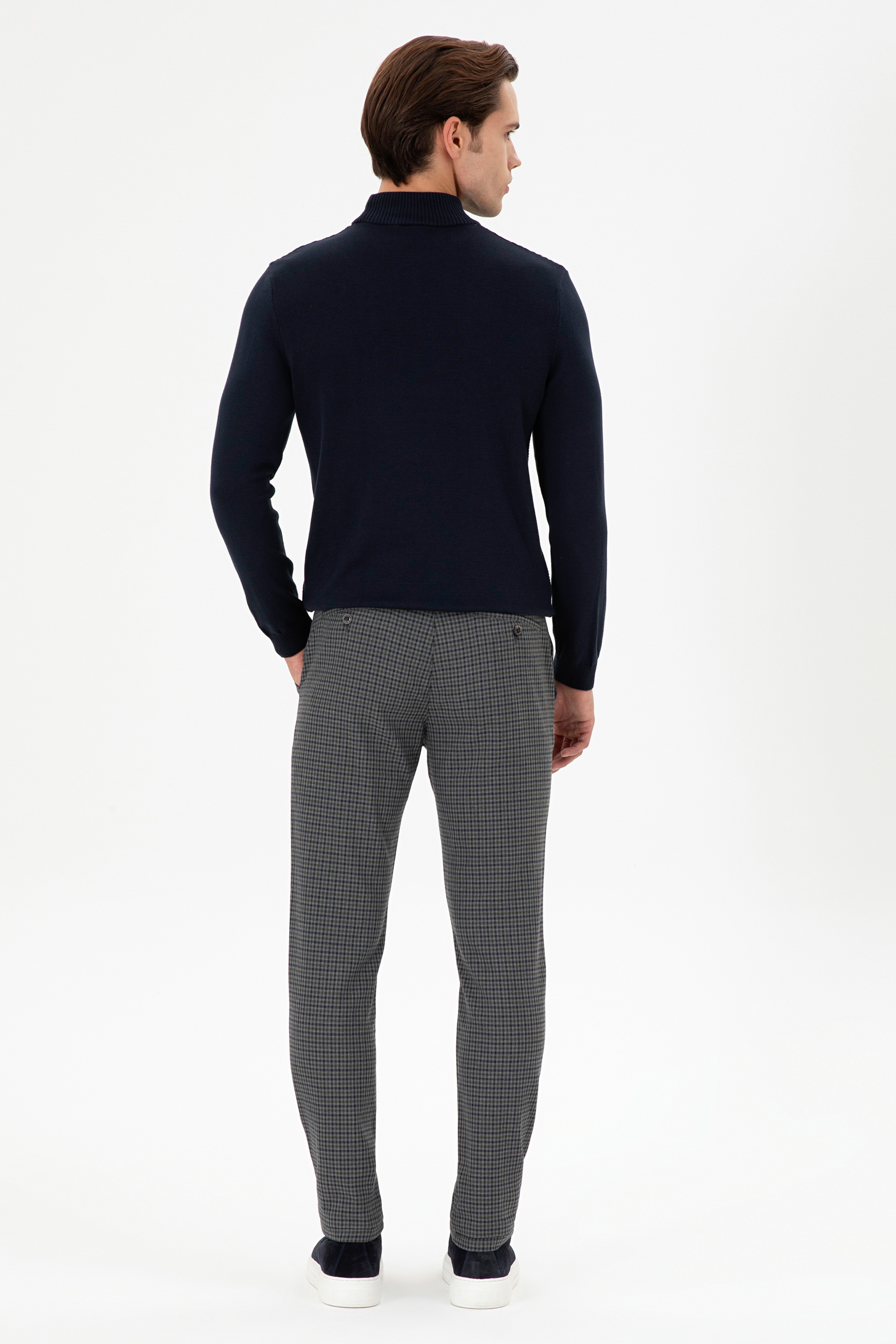 Erkek Slim Fit Yeşil Kanvas Pantolon
