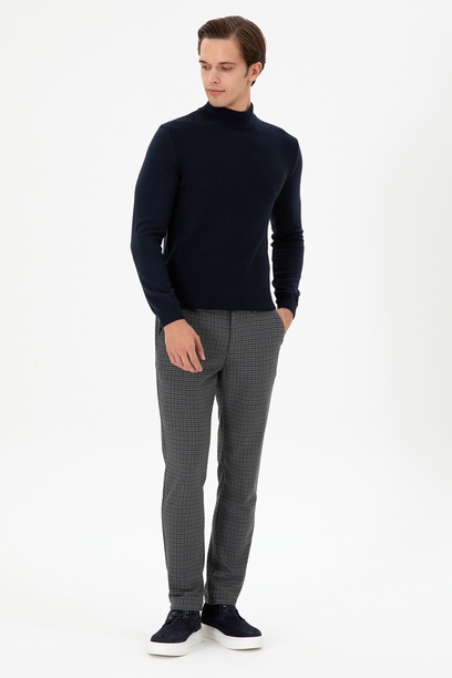 Erkek Slim Fit Yeşil Kanvas Pantolon