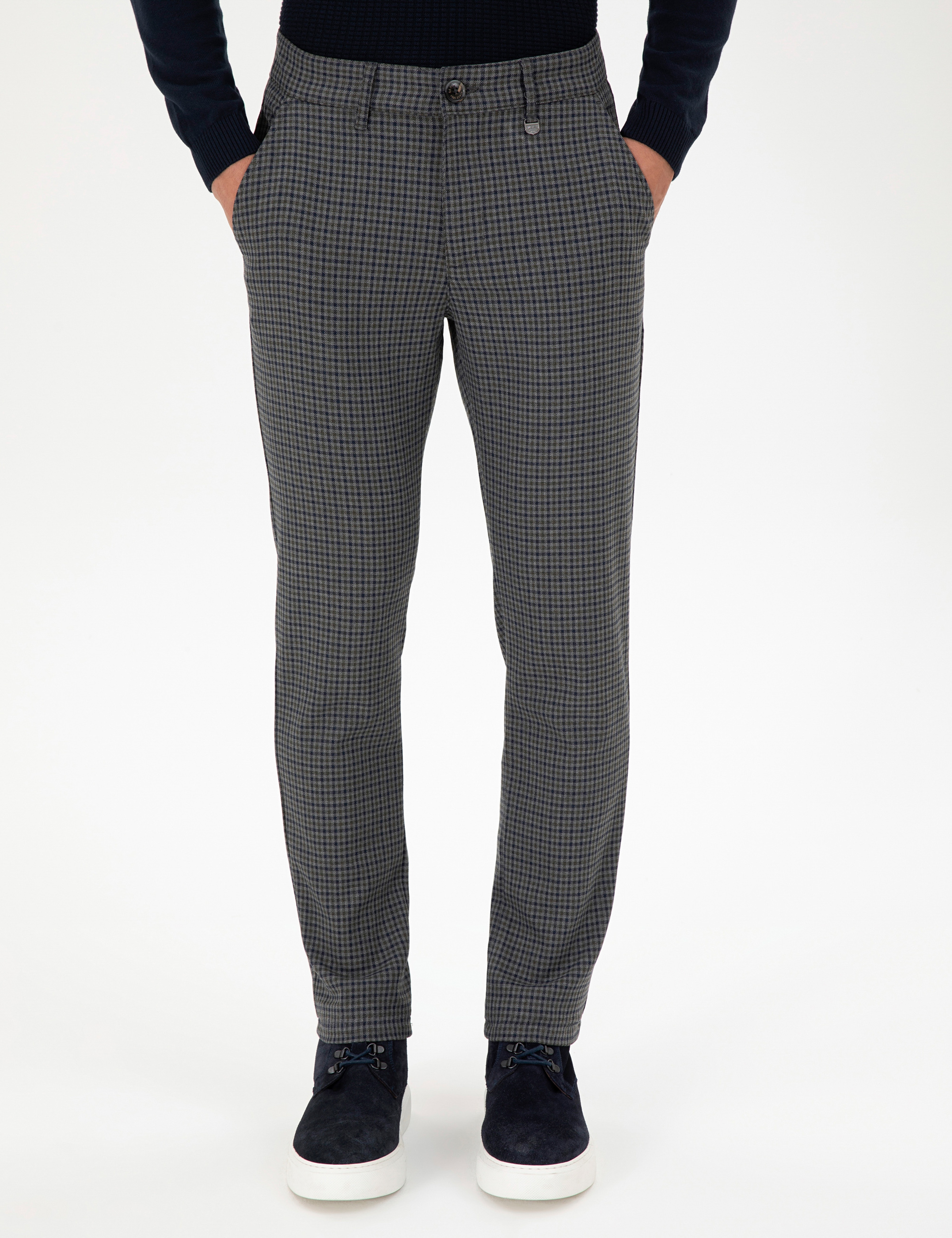Erkek Slim Fit Yeşil Kanvas Pantolon - Image 2