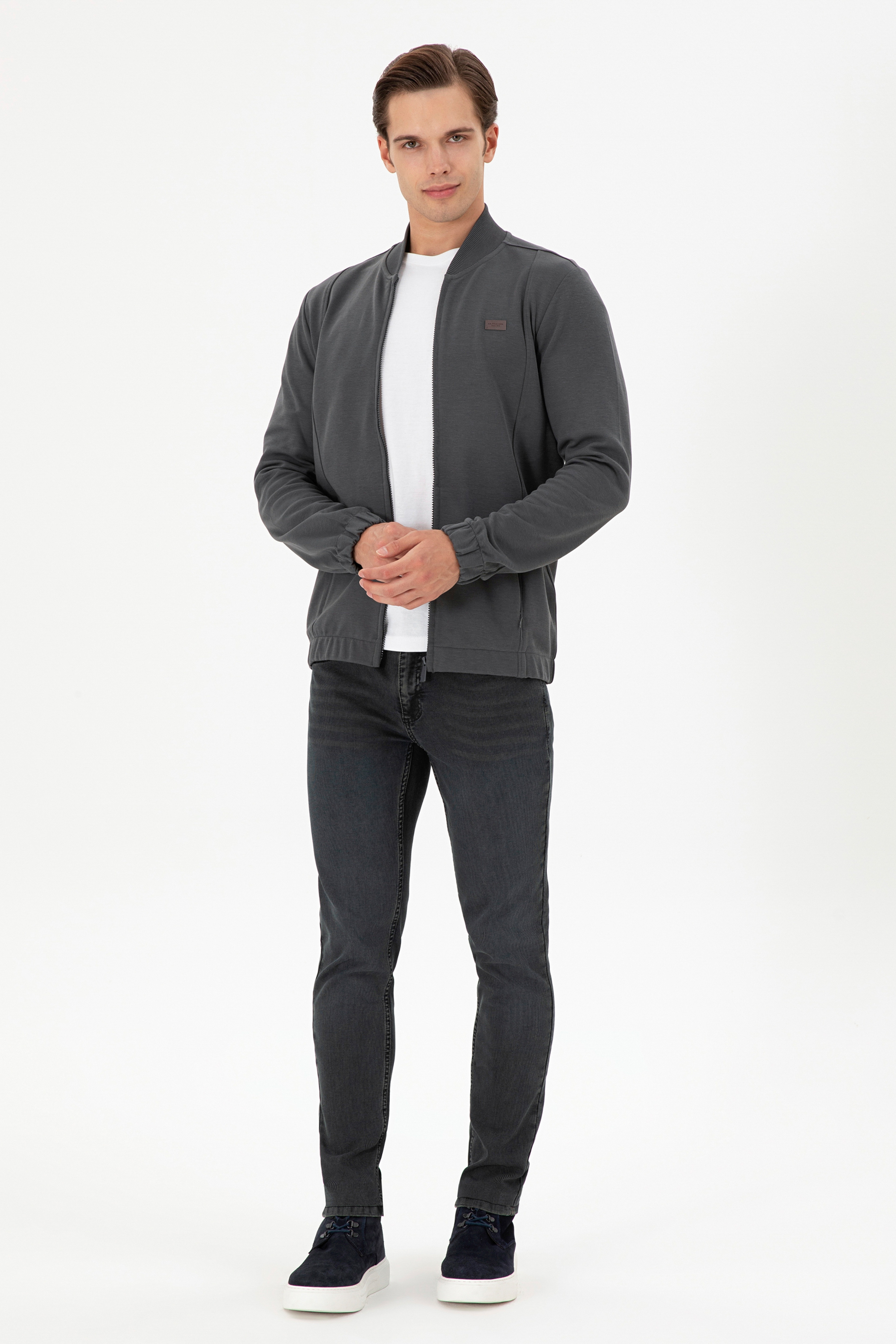 Erkek Gri Slim Fit Jean Pantolon