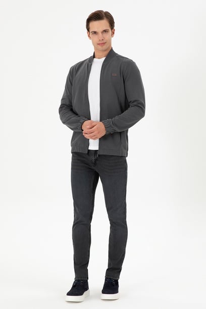 Erkek Gri Slim Fit Jean Pantolon