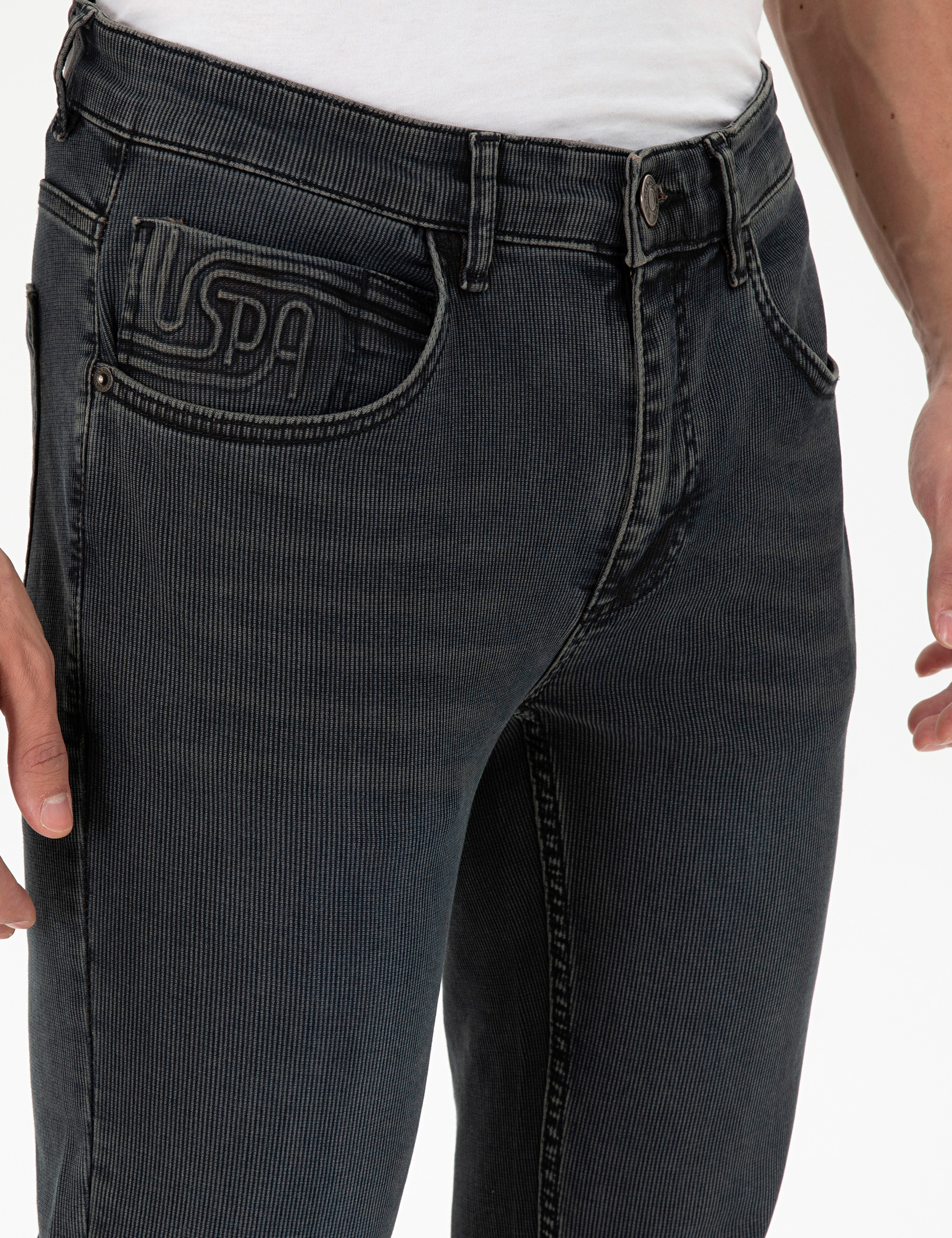 Erkek Gri Slim Fit Jean Pantolon - Image 5