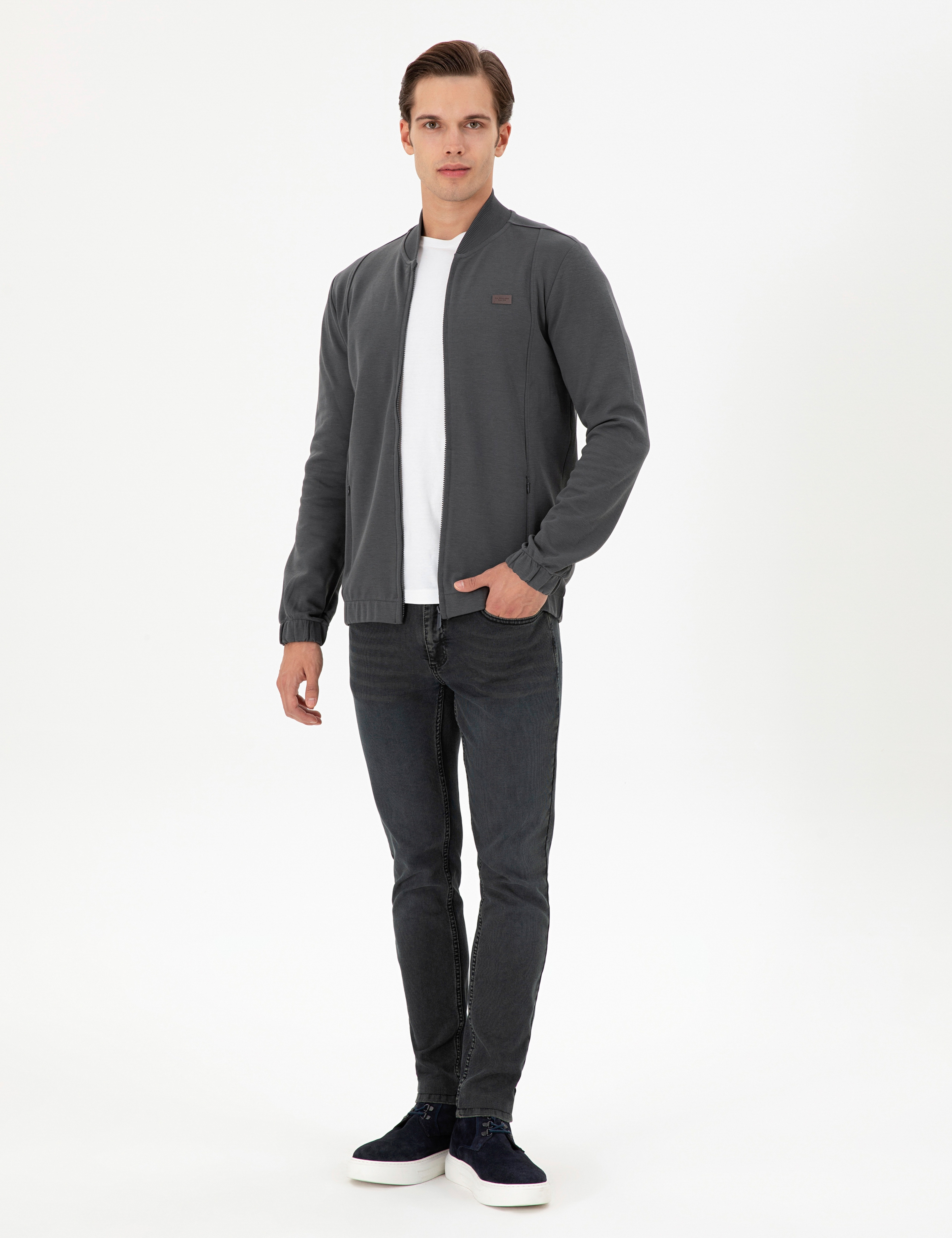 Erkek Gri Slim Fit Jean Pantolon - Image 1