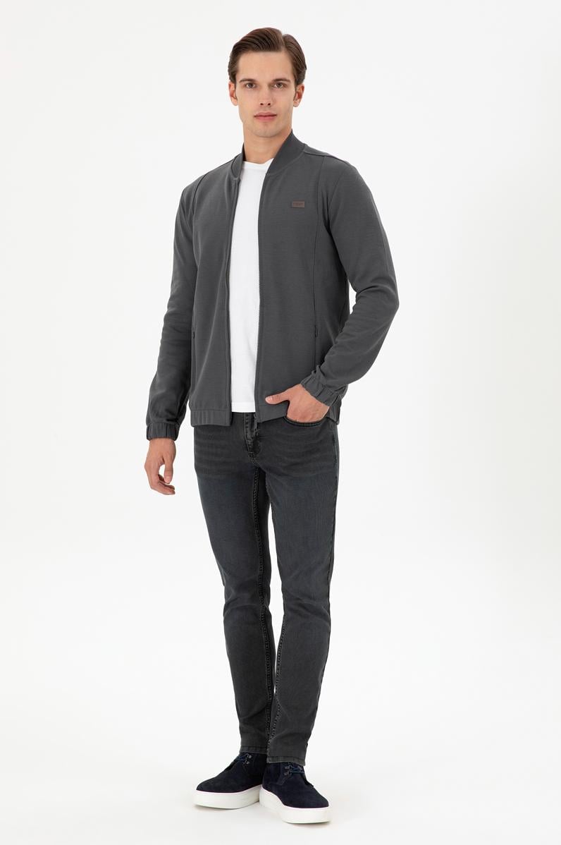 Erkek Gri Slim Fit Jean Pantolon