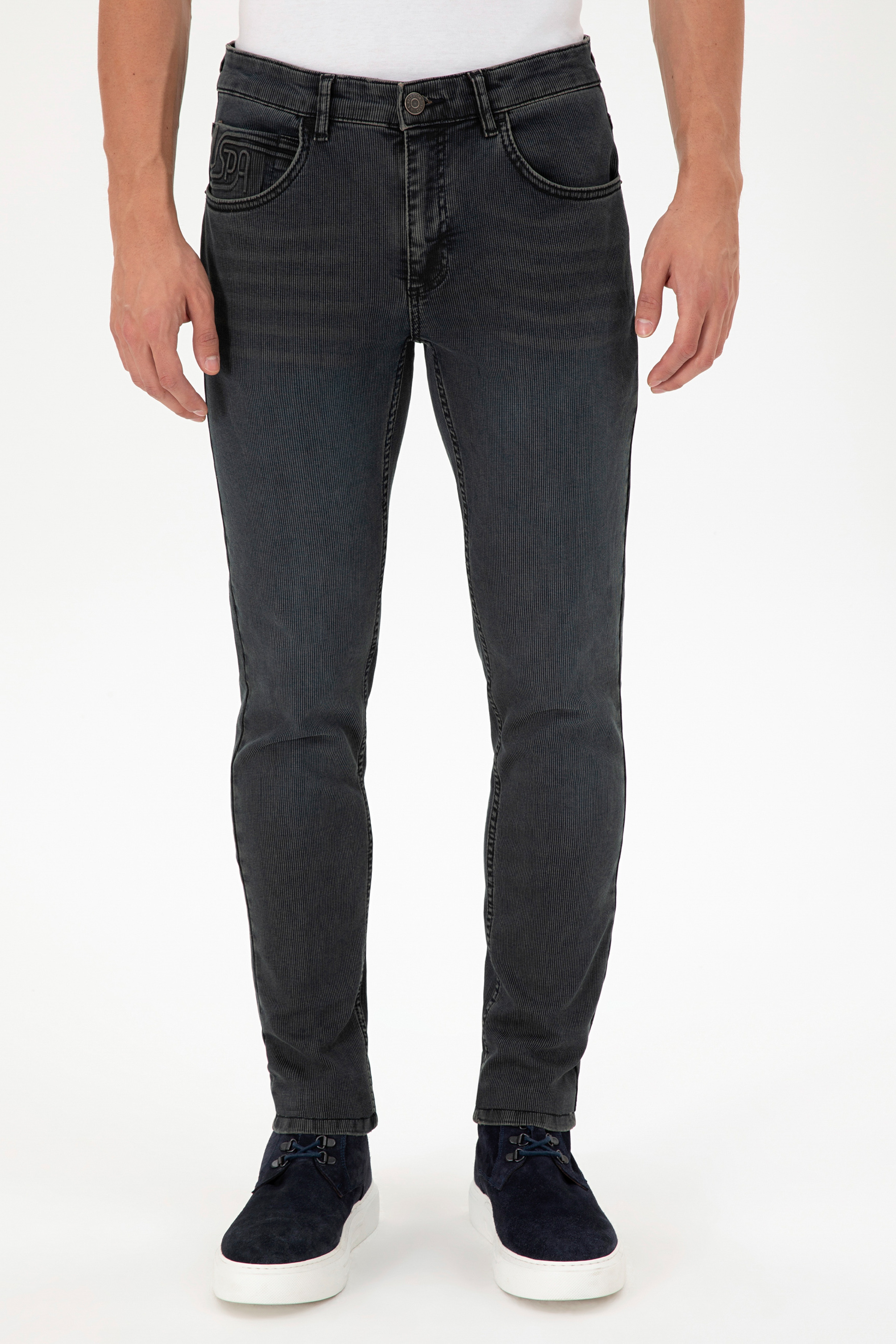 Erkek Gri Slim Fit Jean Pantolon