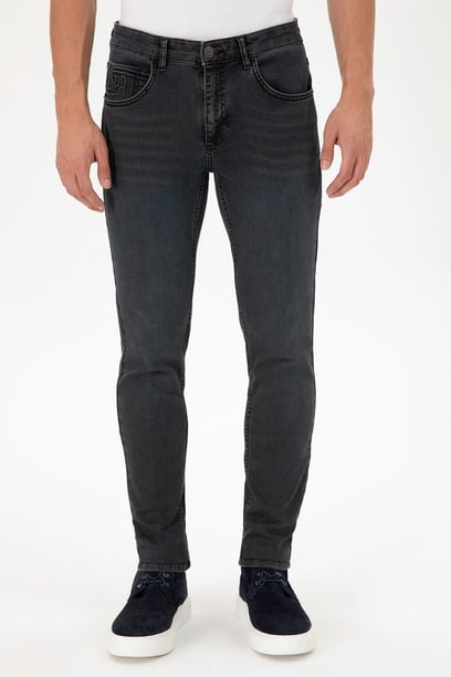 Erkek Gri Slim Fit Jean Pantolon