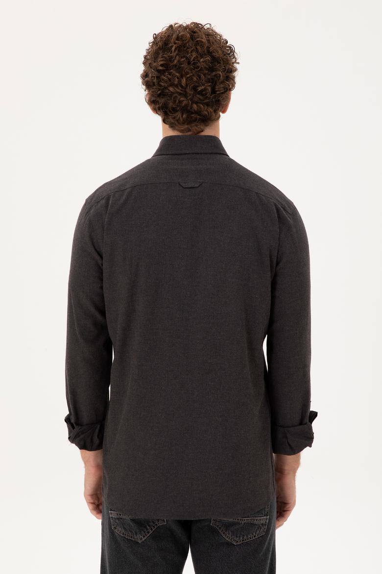 Erkek Siyah Uzun Kollu Basic Gömlek - 50293980108