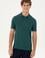 Erkek Slim Fit Polo Yaka Koyu Yeşil Basic Tişört