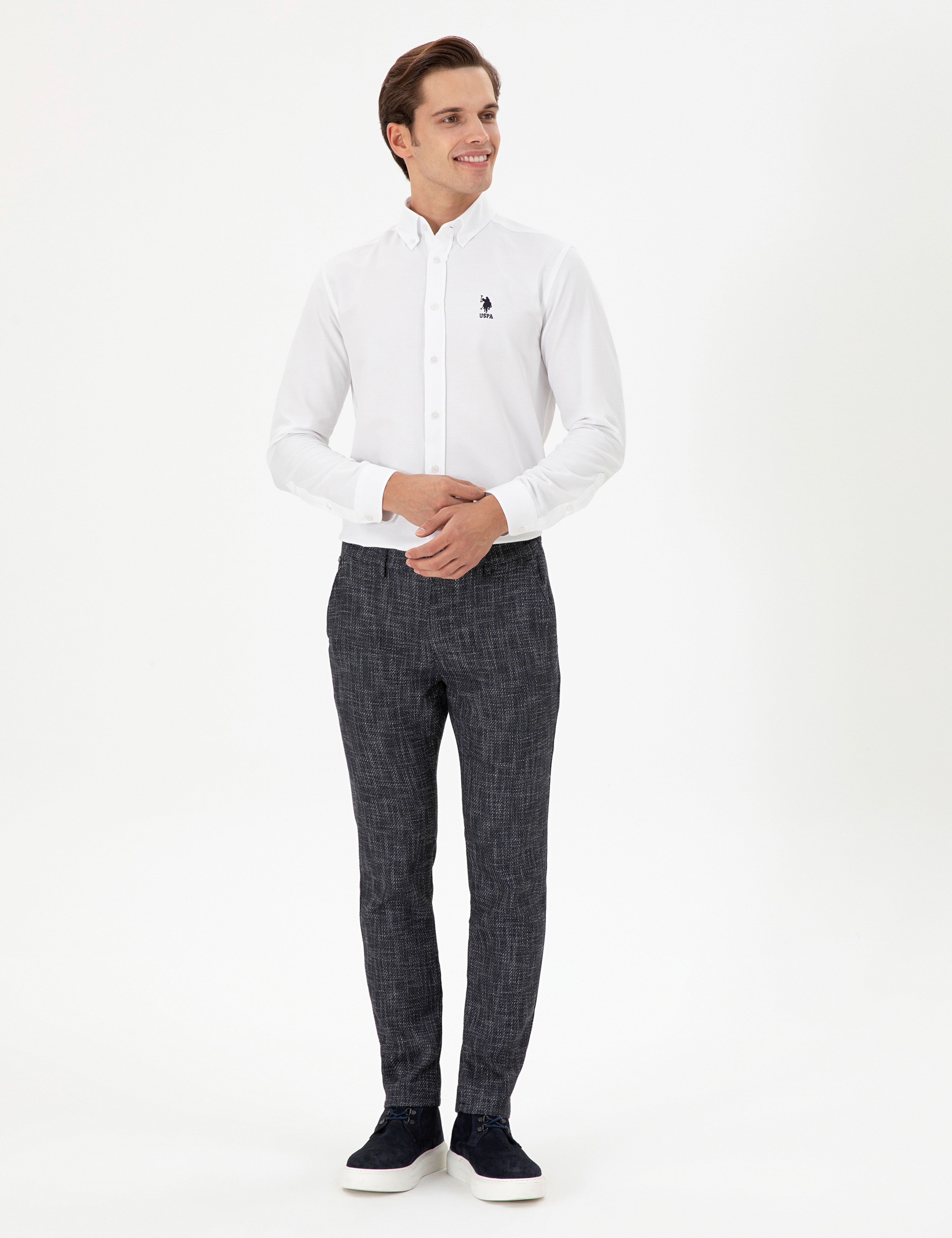 Erkek Slim Fit Lacivert Kanvas Pantolon - Image 3