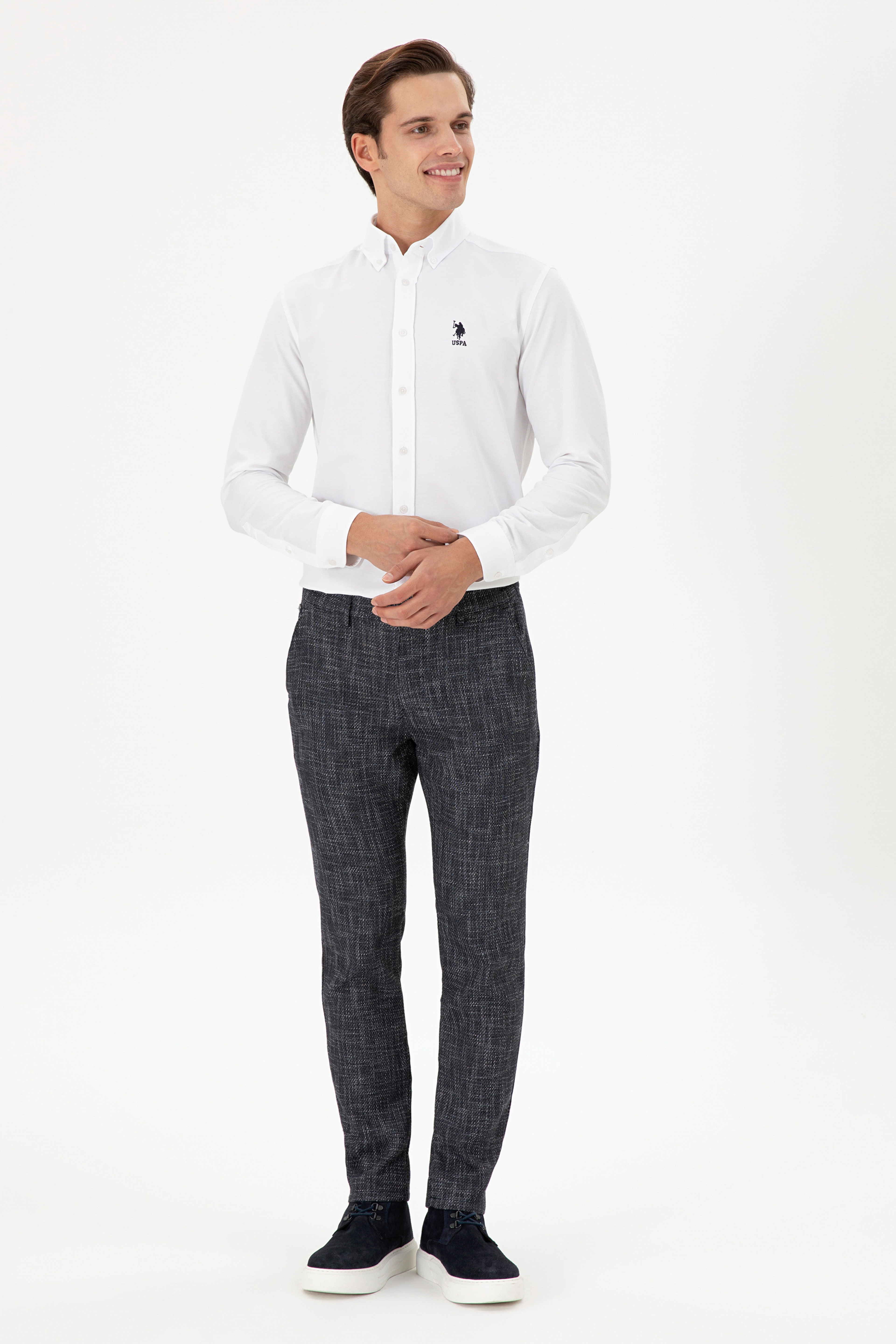 Erkek Slim Fit Lacivert Kanvas Pantolon