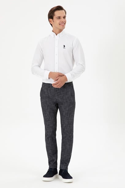 Erkek Slim Fit Lacivert Kanvas Pantolon