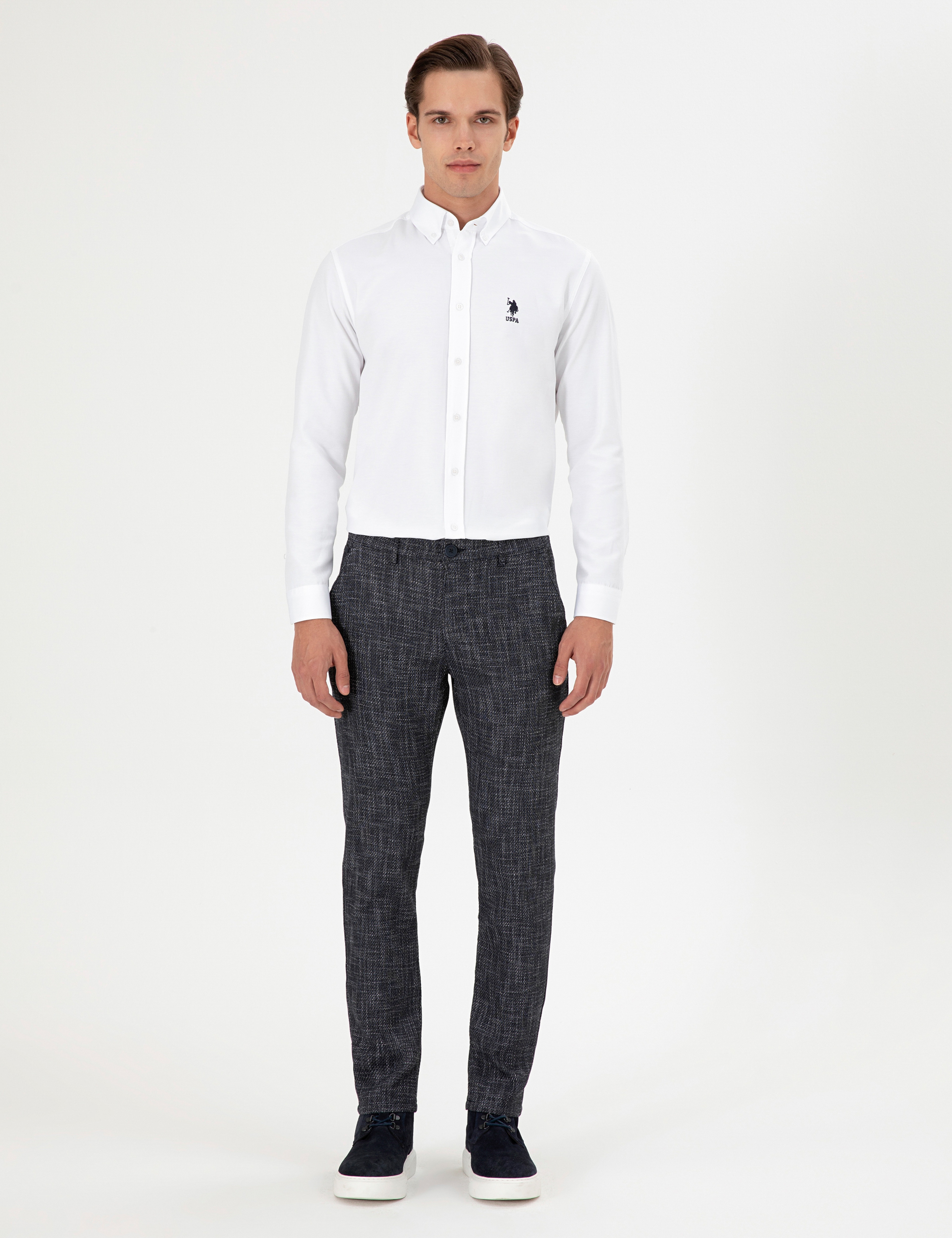 Erkek Slim Fit Lacivert Kanvas Pantolon - Image 1