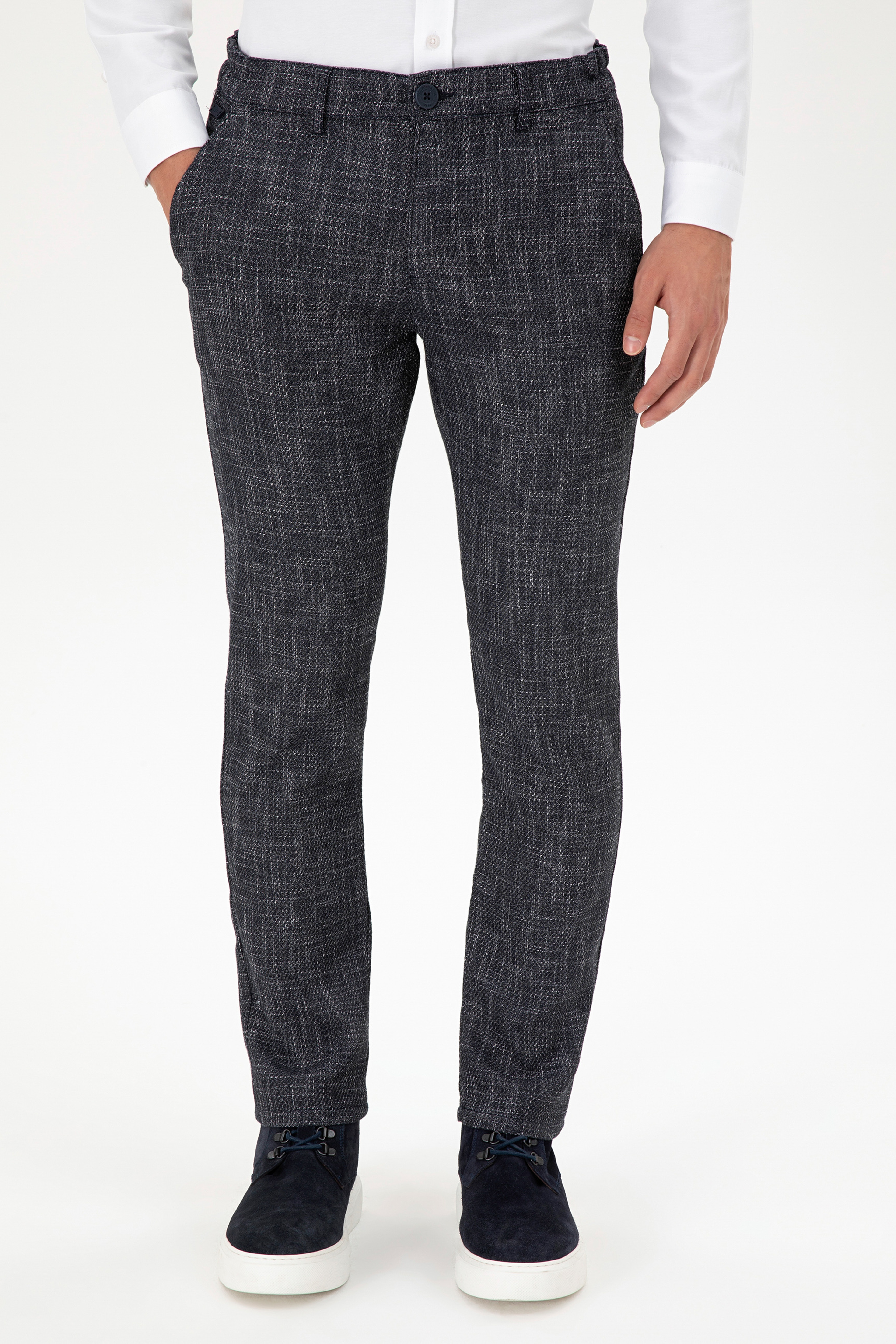 Erkek Slim Fit Lacivert Kanvas Pantolon